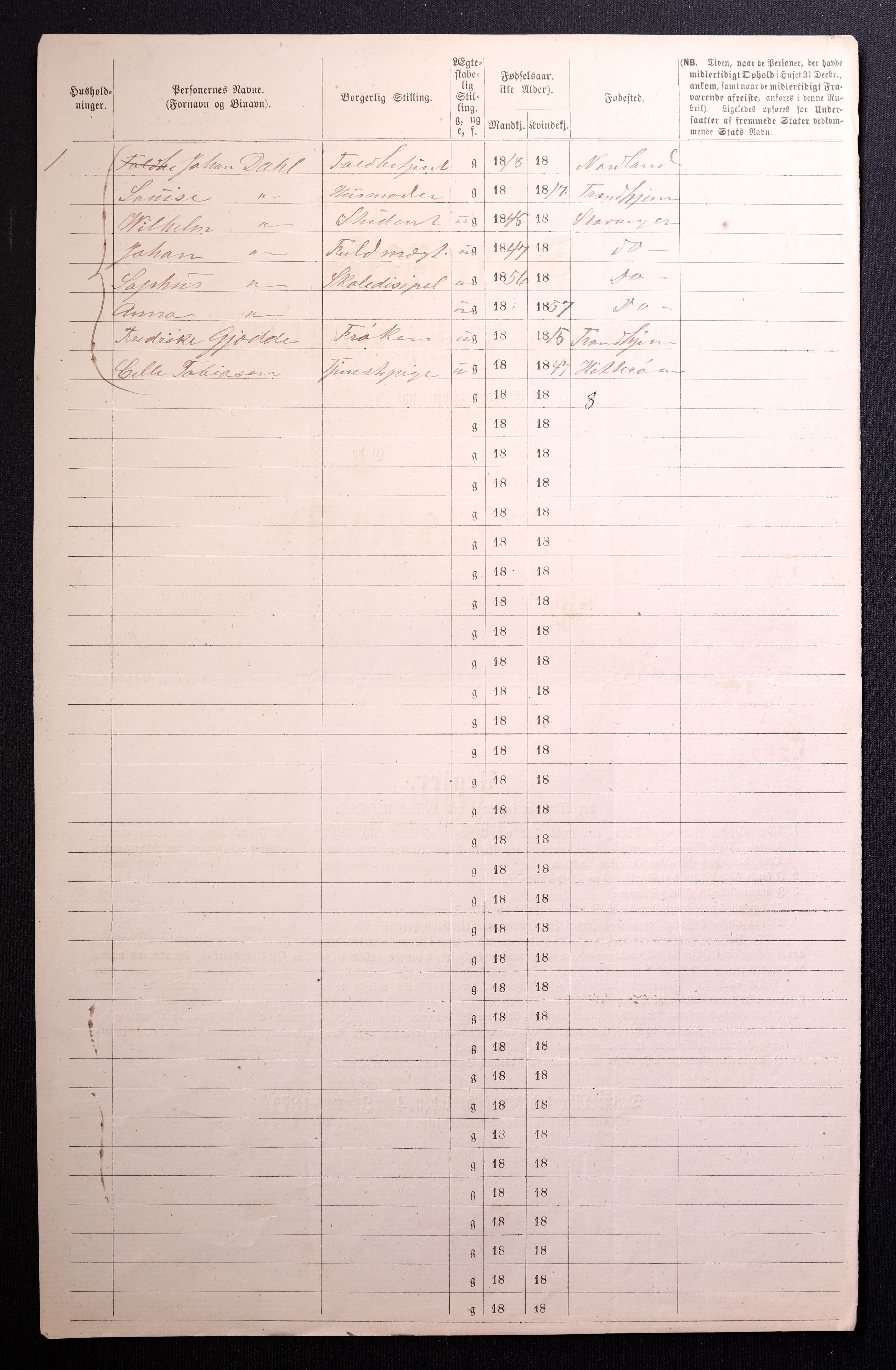 RA, 1870 census for 0301 Kristiania, 1870, p. 1291