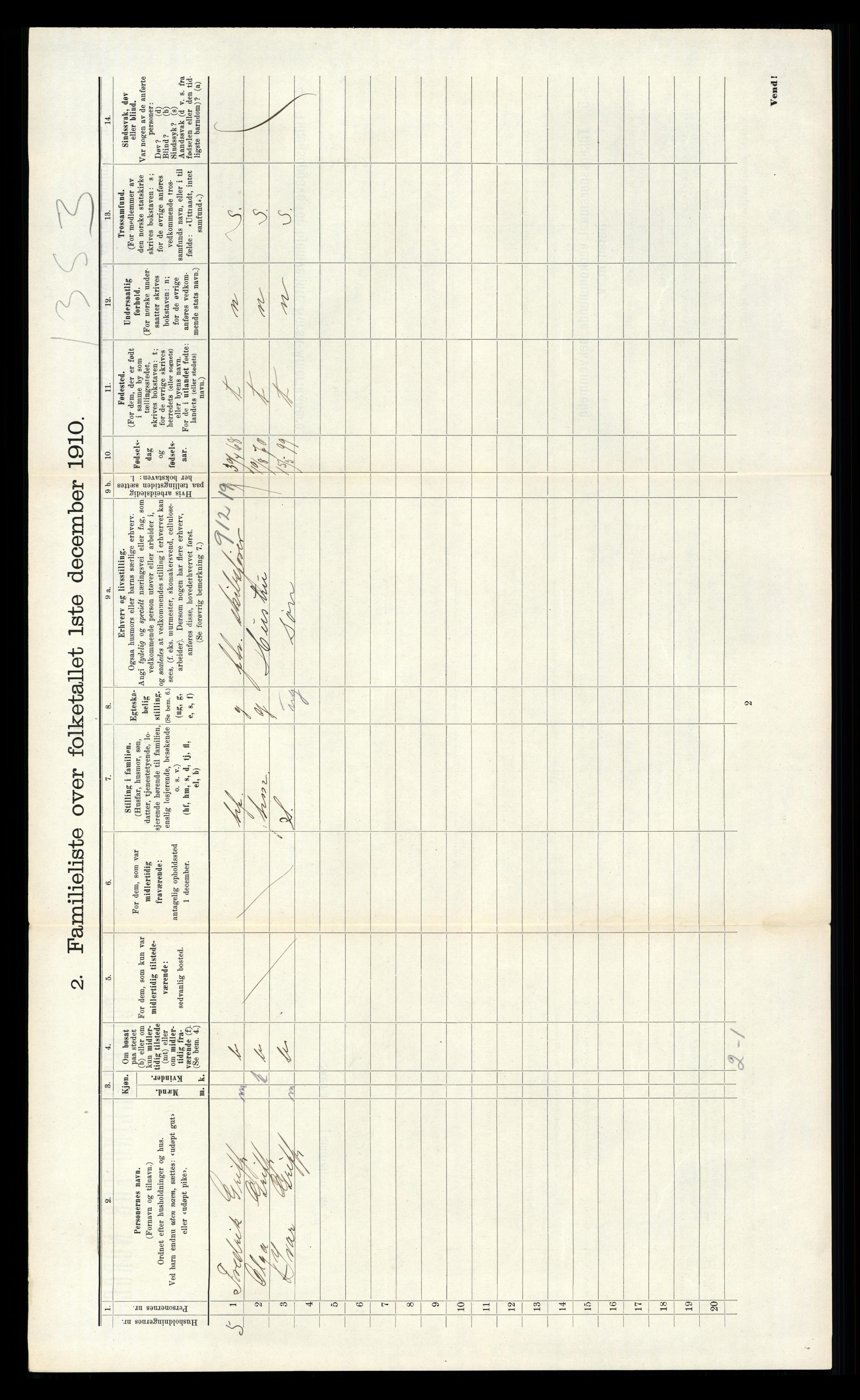 RA, 1910 census for Kristiansand, 1910, p. 1173