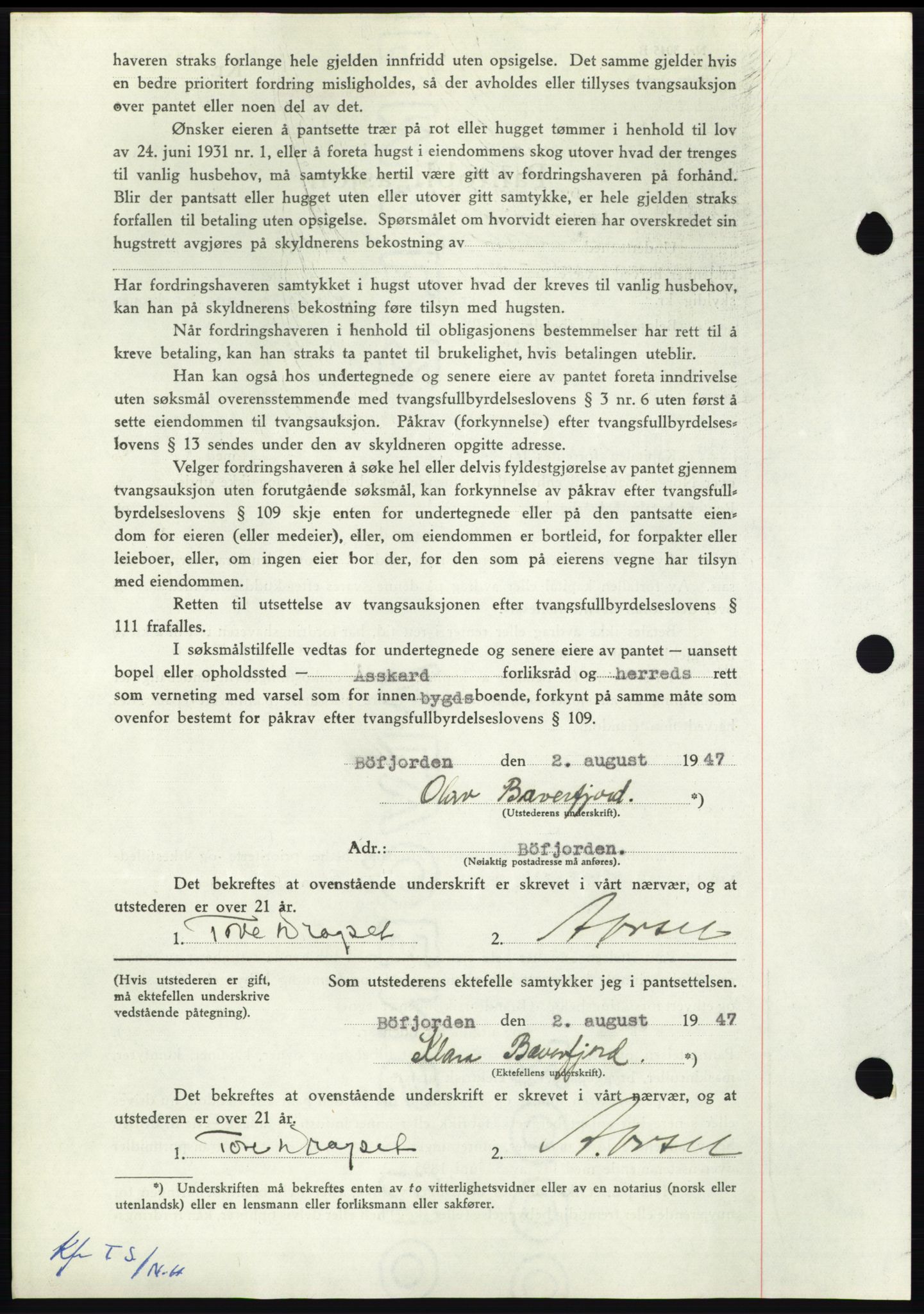 Nordmøre sorenskriveri, AV/SAT-A-4132/1/2/2Ca: Mortgage book no. B96, 1947-1947, Diary no: : 1763/1947