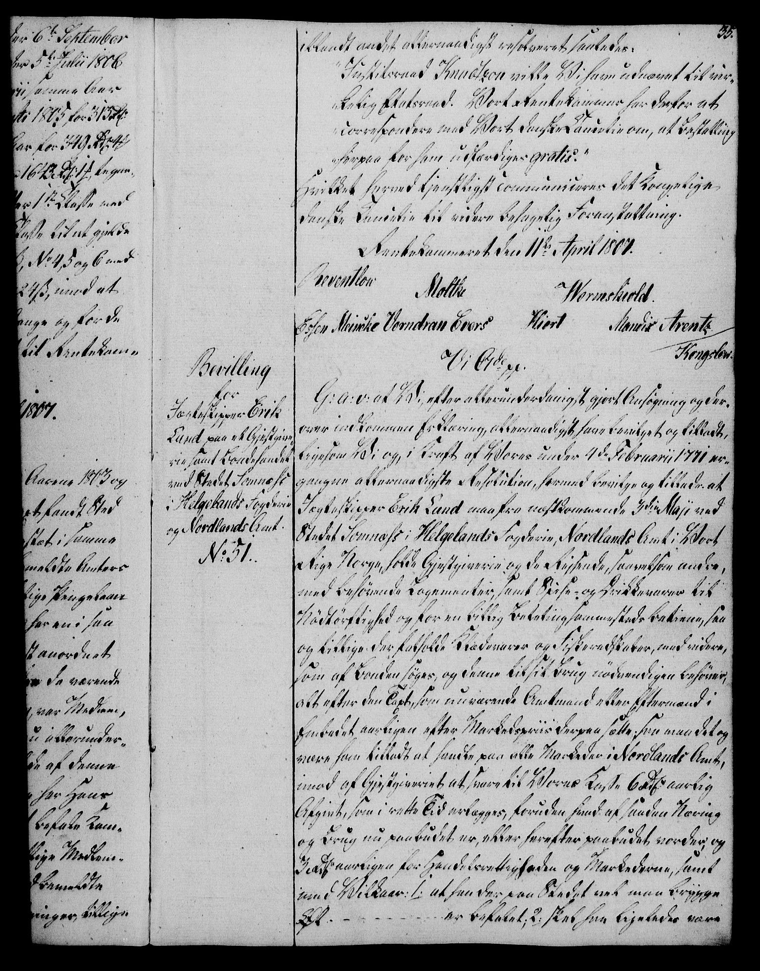 Rentekammeret, Kammerkanselliet, AV/RA-EA-3111/G/Gg/Gga/L0019: Norsk ekspedisjonsprotokoll med register (merket RK 53.19), 1807-1810, p. 35