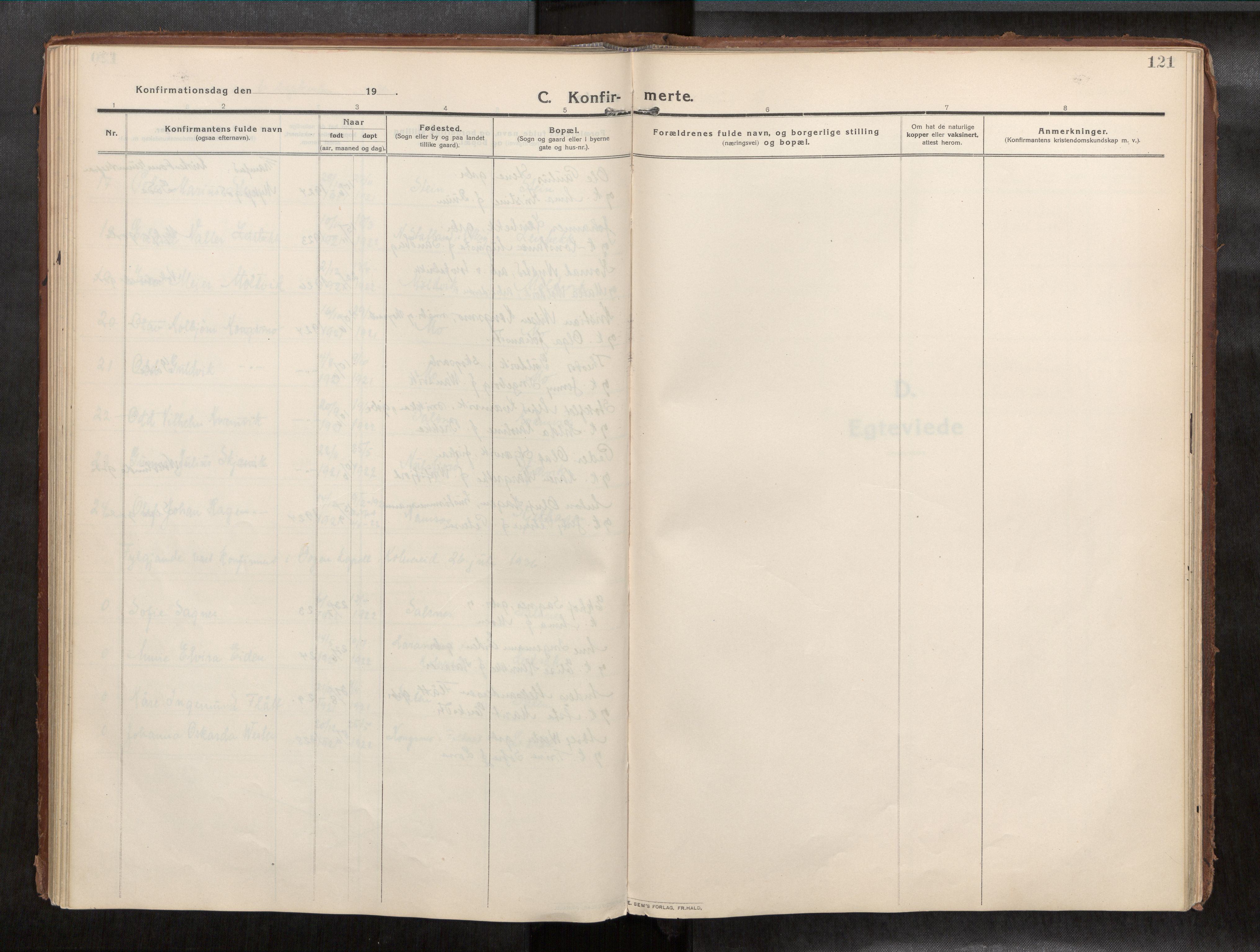 Ministerialprotokoller, klokkerbøker og fødselsregistre - Nord-Trøndelag, SAT/A-1458/773/L0624a: Parish register (official) no. 773A16, 1910-1936, p. 121