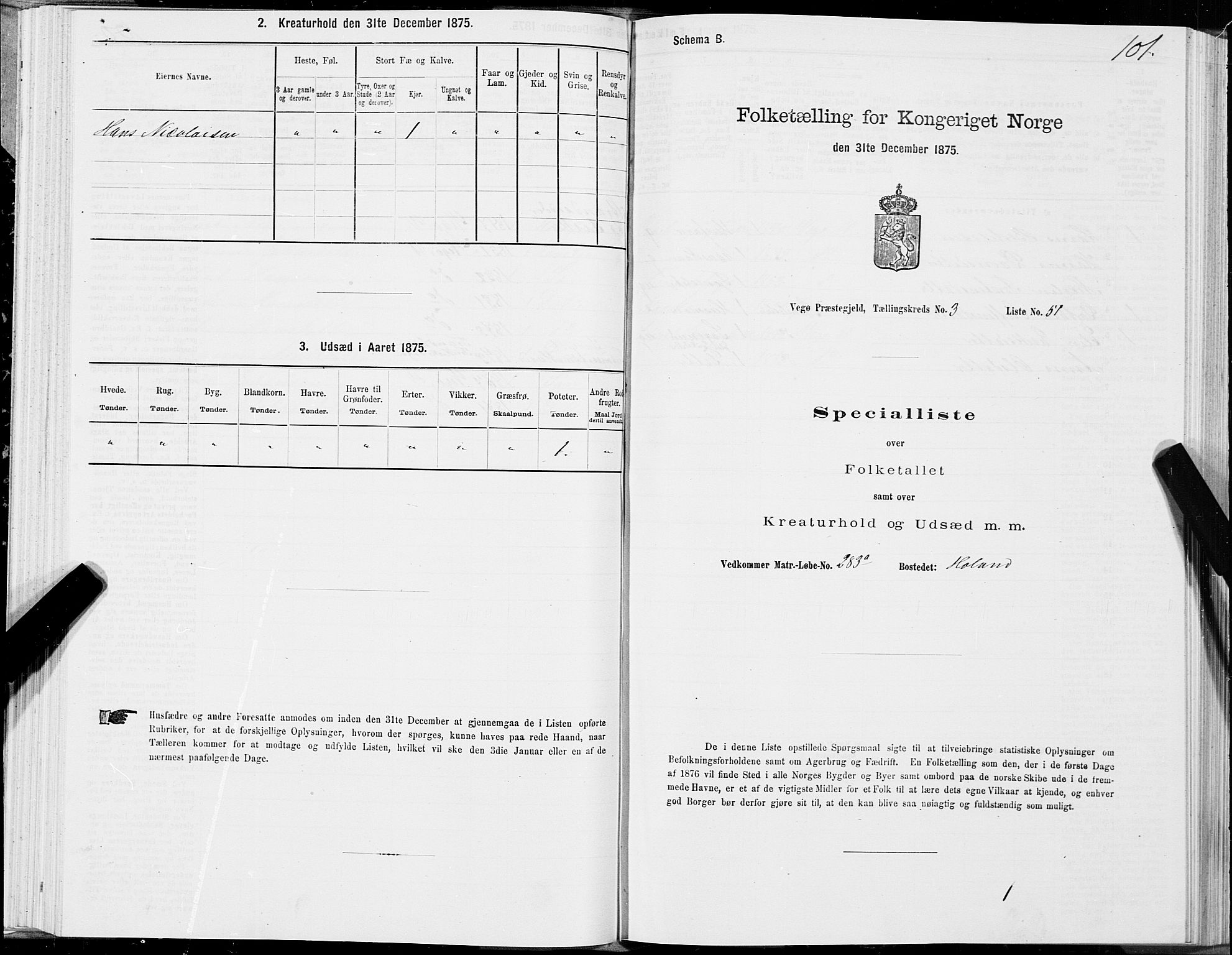 SAT, 1875 census for 1815P Vega, 1875, p. 2101