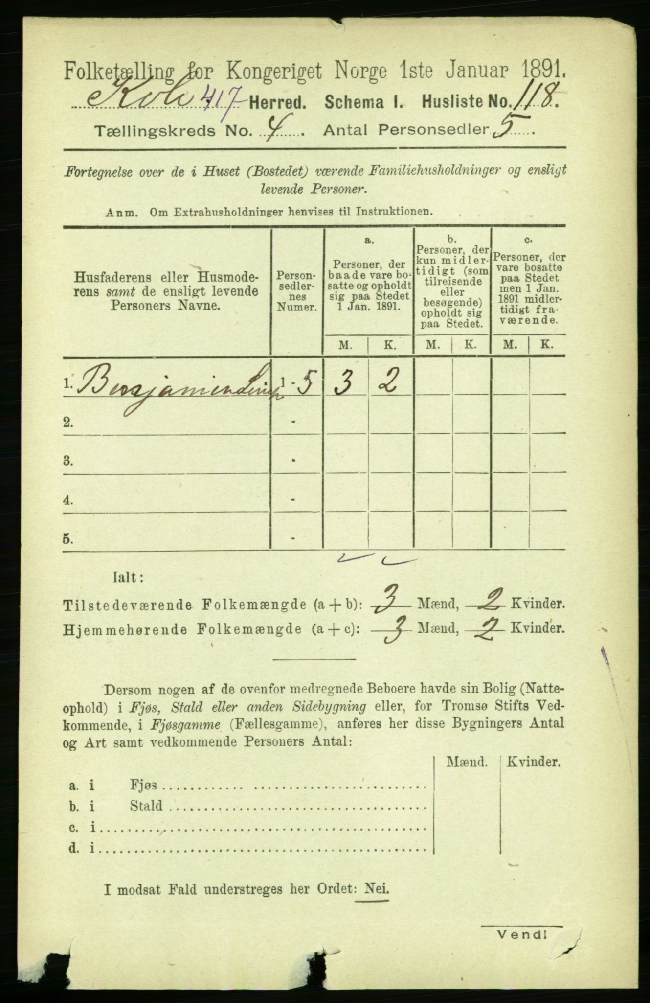 RA, 1891 census for 1752 Kolvereid, 1891, p. 1479