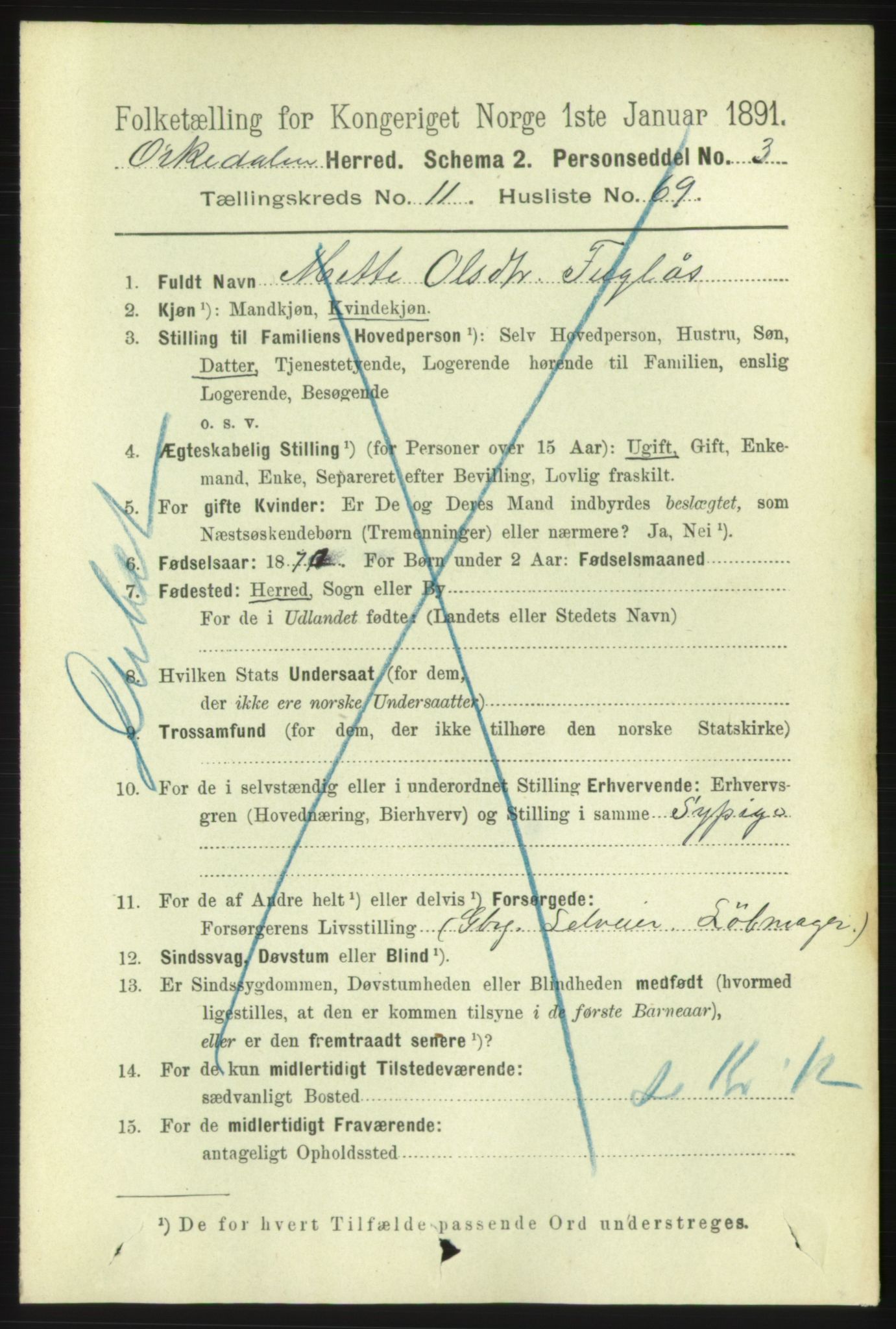 RA, 1891 census for 1638 Orkdal, 1891, p. 5510