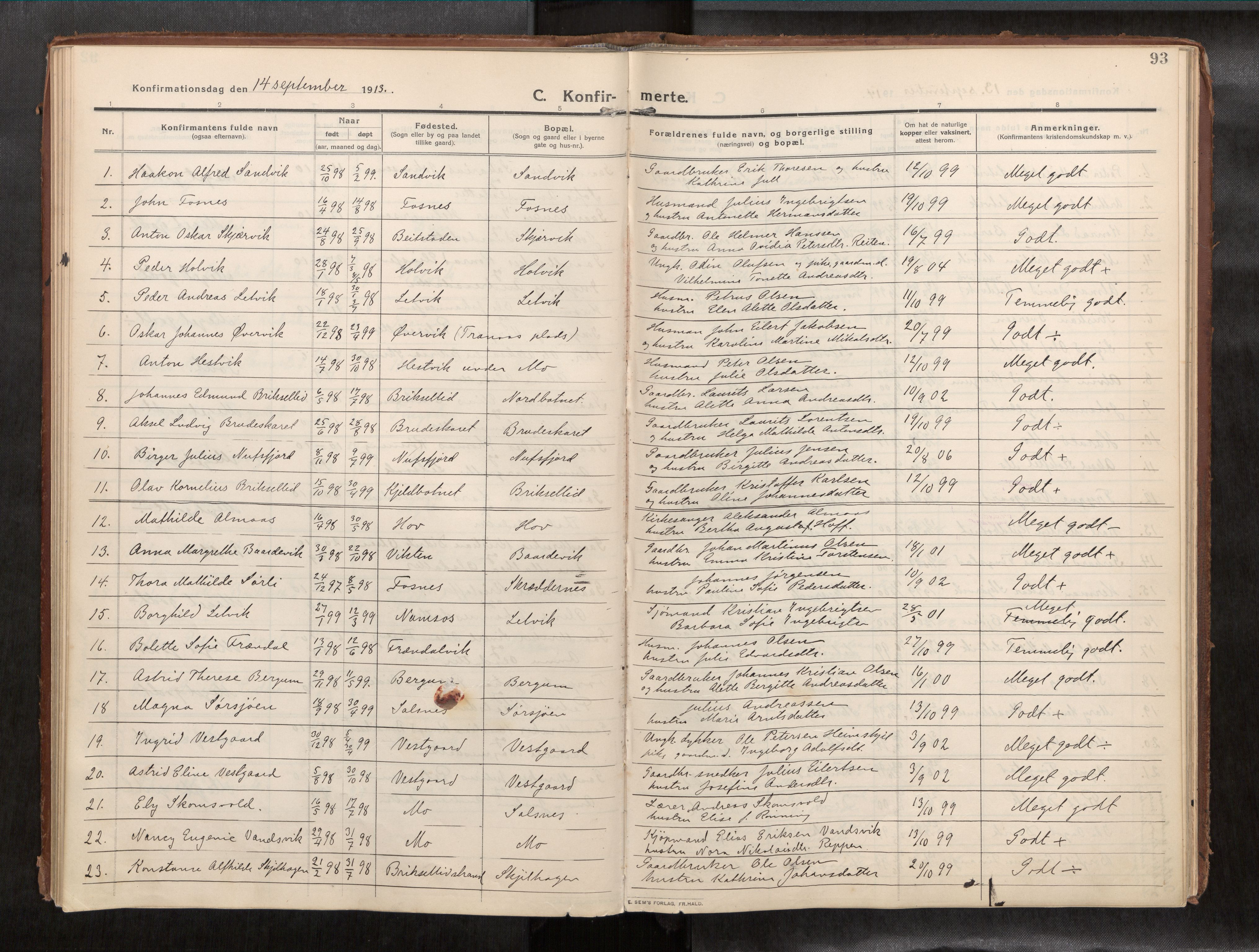 Ministerialprotokoller, klokkerbøker og fødselsregistre - Nord-Trøndelag, SAT/A-1458/773/L0624a: Parish register (official) no. 773A16, 1910-1936, p. 93