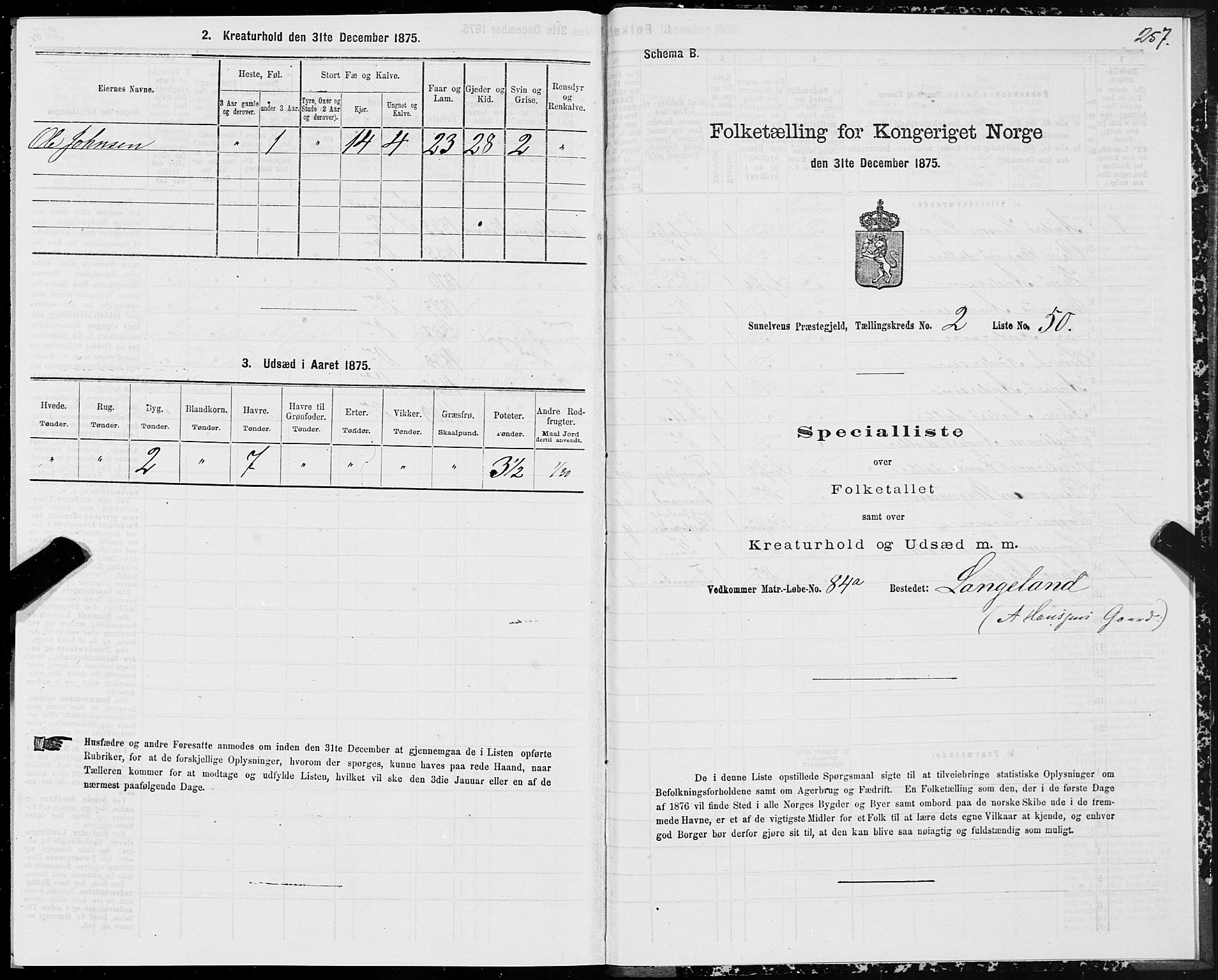 SAT, 1875 census for 1523P Sunnylven, 1875, p. 1257