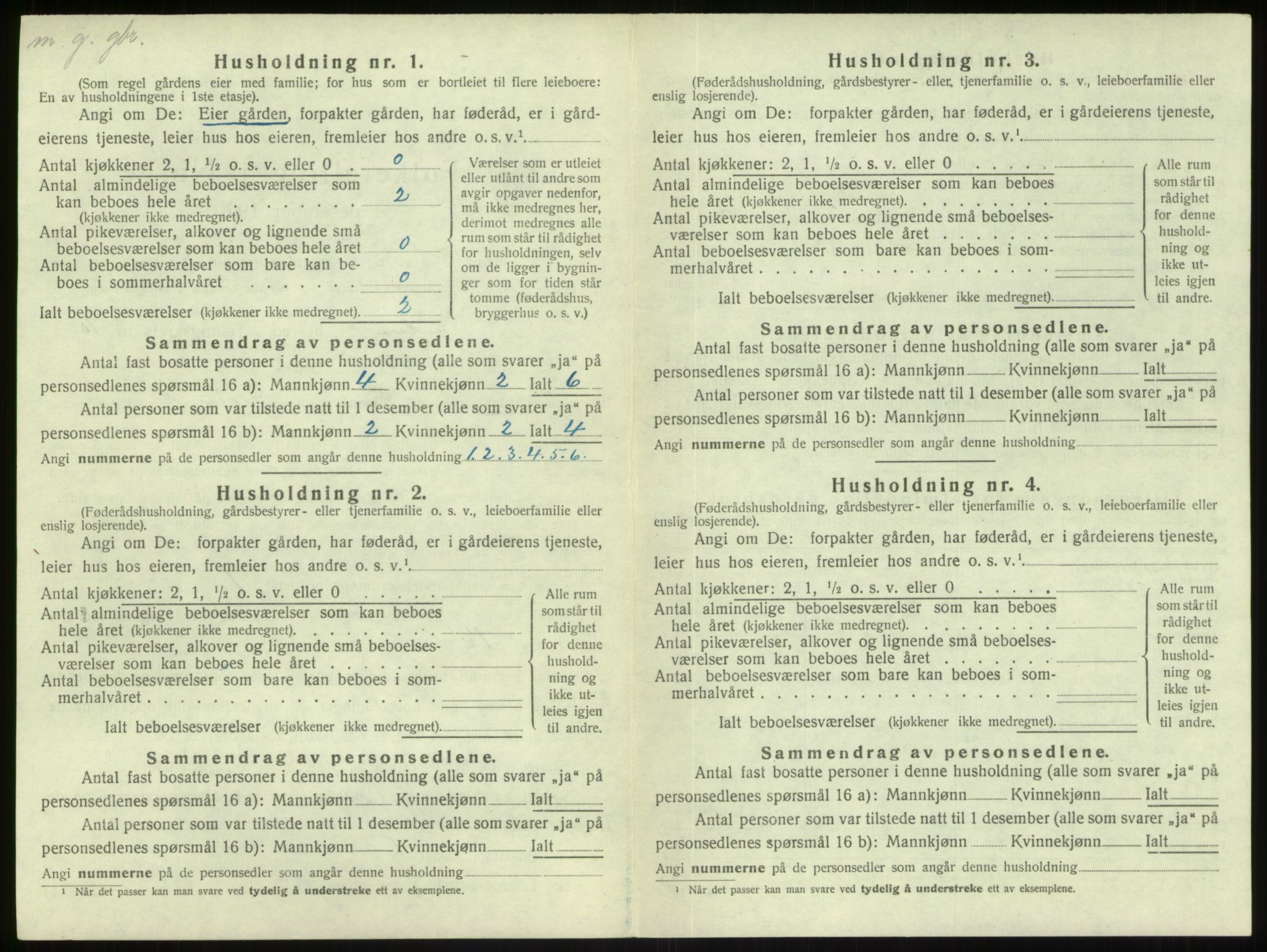 SAB, 1920 census for Gulen, 1920, p. 624