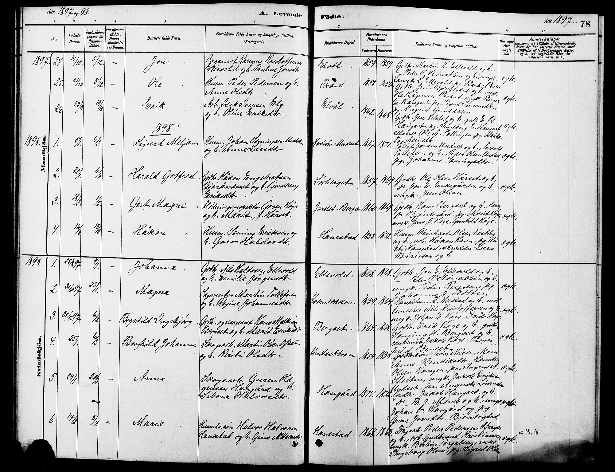 Rendalen prestekontor, AV/SAH-PREST-054/H/Ha/Hab/L0003: Parish register (copy) no. 3, 1879-1904, p. 78