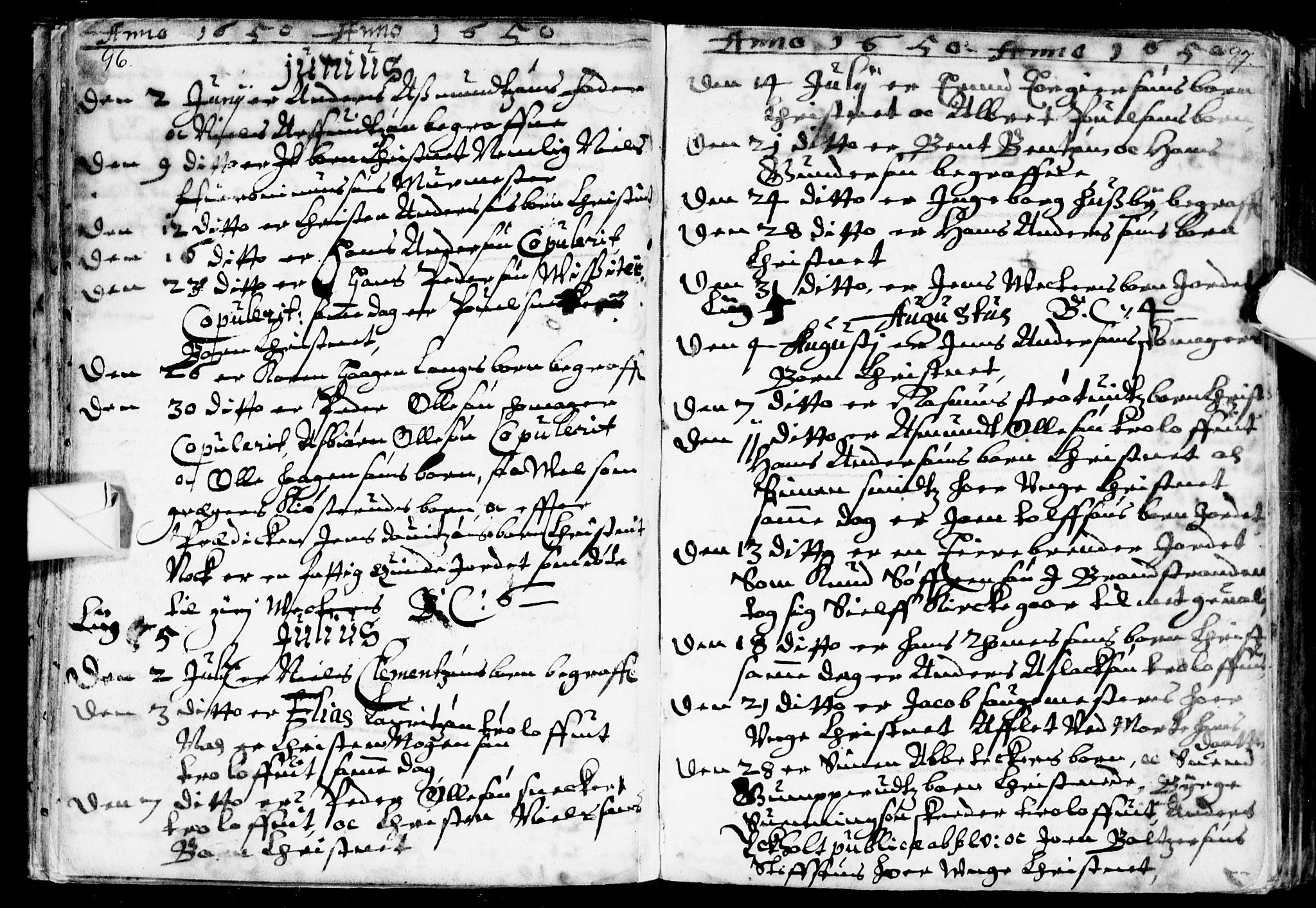 Bragernes kirkebøker, SAKO/A-6/F/Fa/L0001: Parish register (official) no. I 1, 1634-1662, p. 96-97