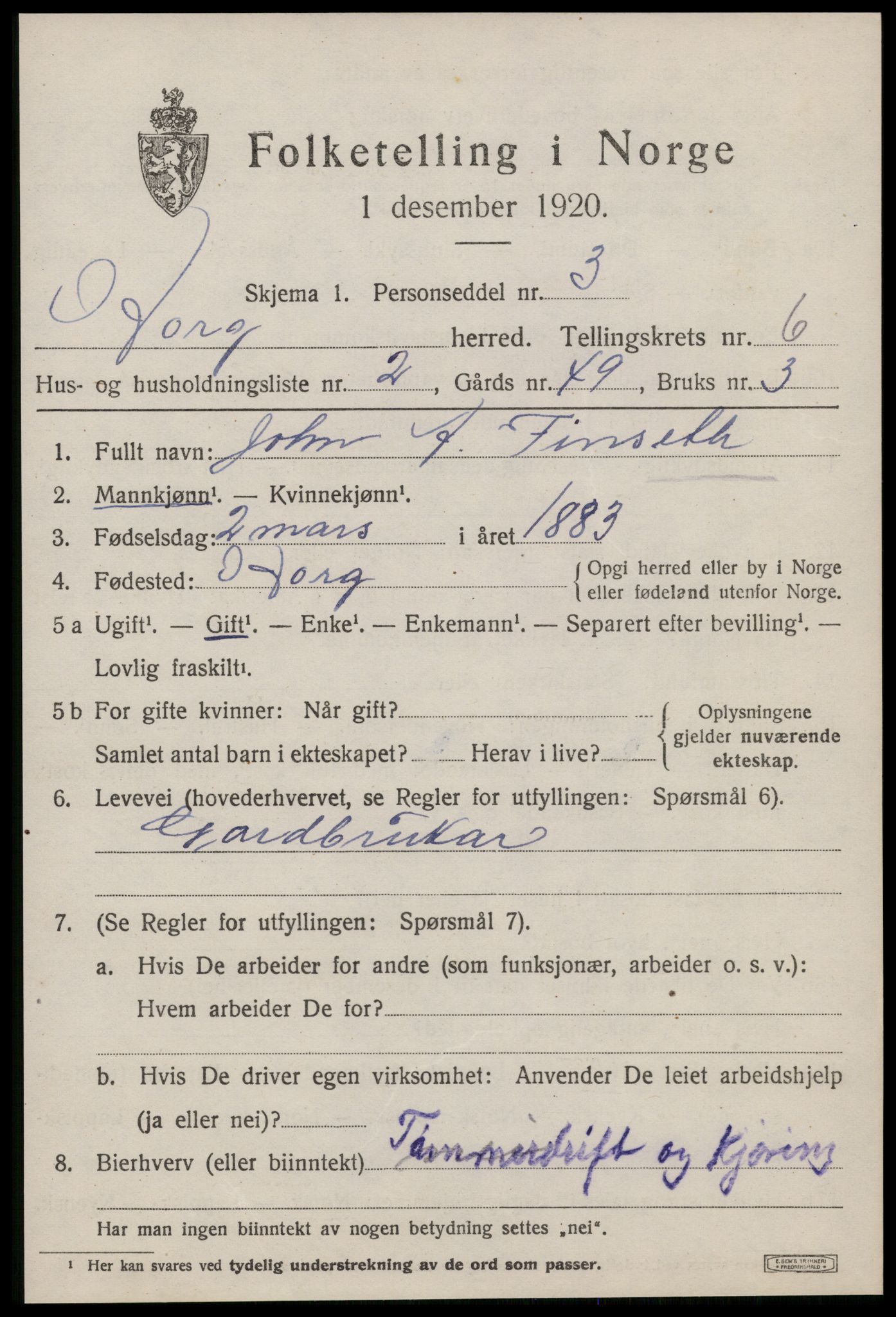 SAT, 1920 census for Horg, 1920, p. 4072