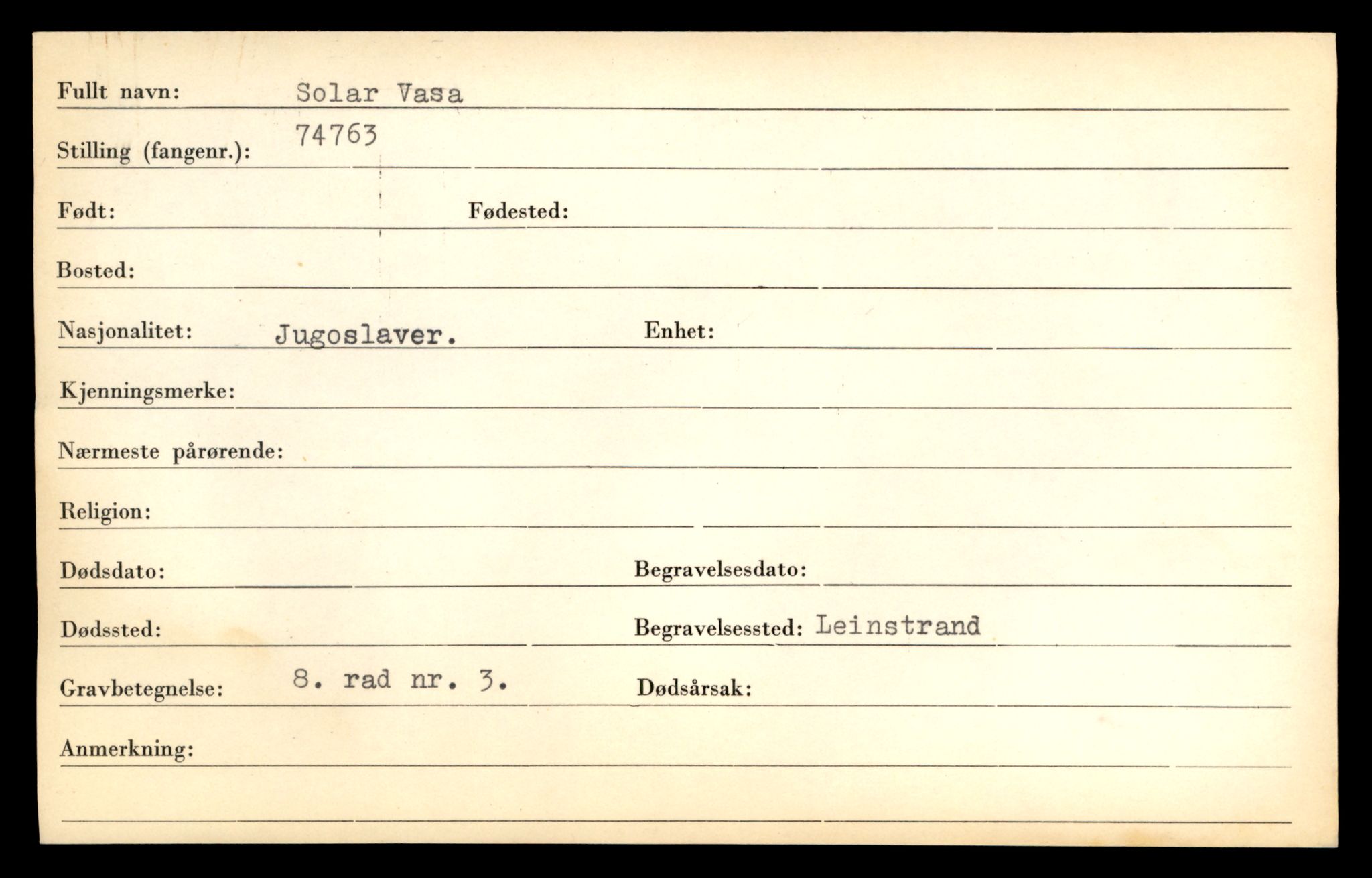 Distriktskontoret for krigsgraver, AV/SAT-A-5030/E/L0005: Kasett/kartotek over falne Britiske og tyske solater, samt andre nasjoners krigsgraver, 1945, p. 1885