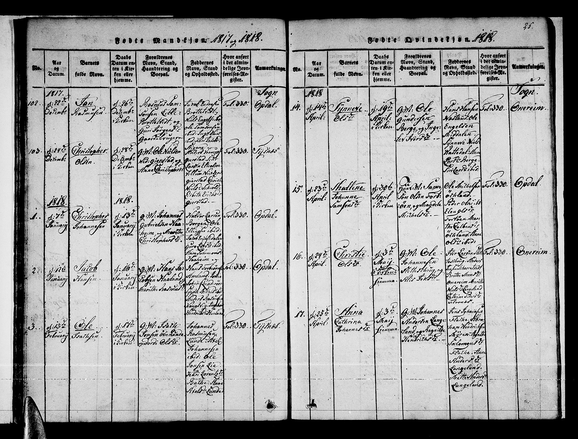 Tysnes sokneprestembete, AV/SAB-A-78601/H/Haa: Parish register (official) no. A 7, 1816-1826, p. 25