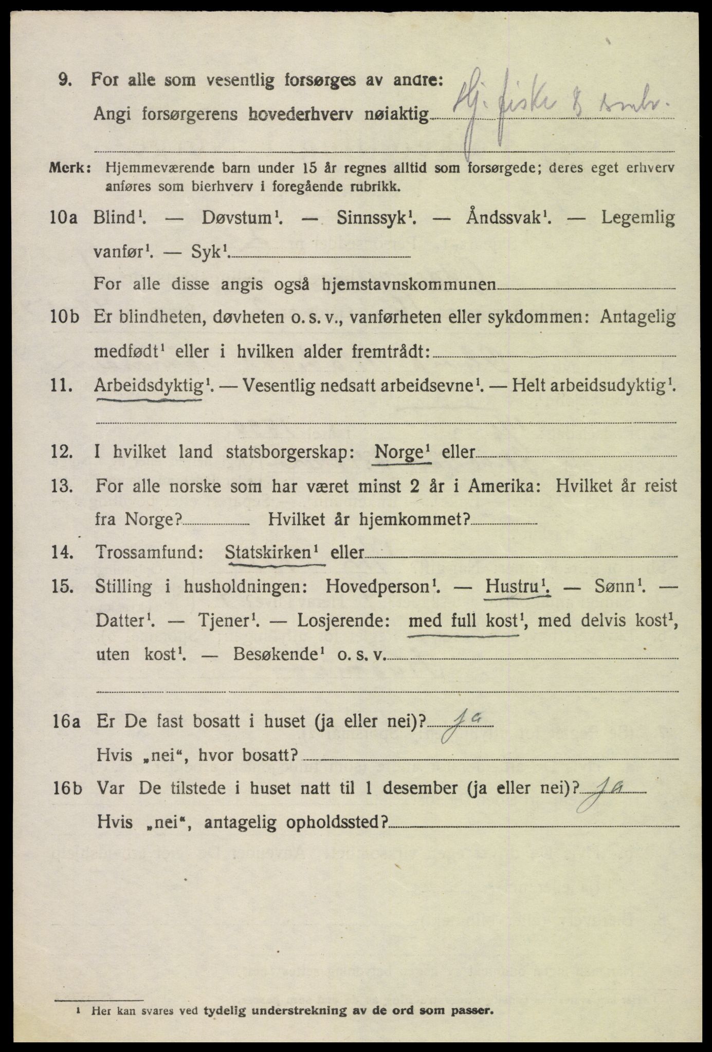 SAK, 1920 census for Oddernes, 1920, p. 2200