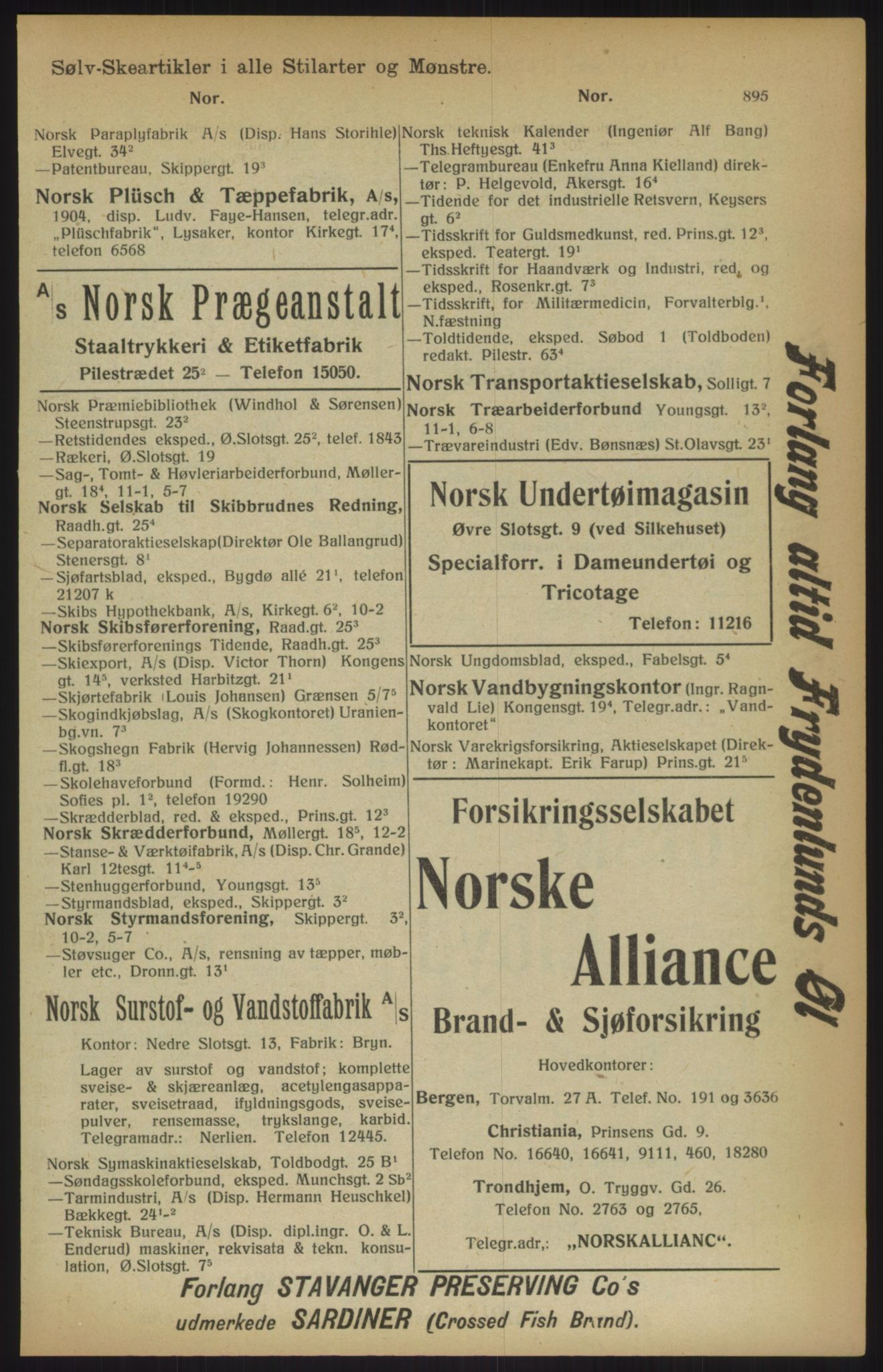 Kristiania/Oslo adressebok, PUBL/-, 1915, p. 895