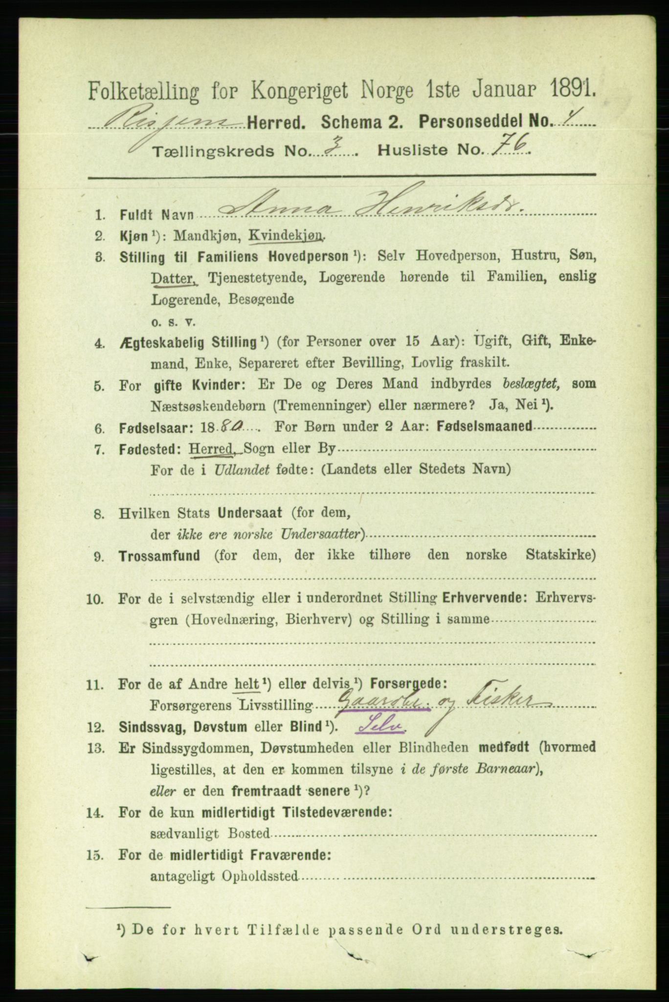 RA, 1891 census for 1624 Rissa, 1891, p. 2058