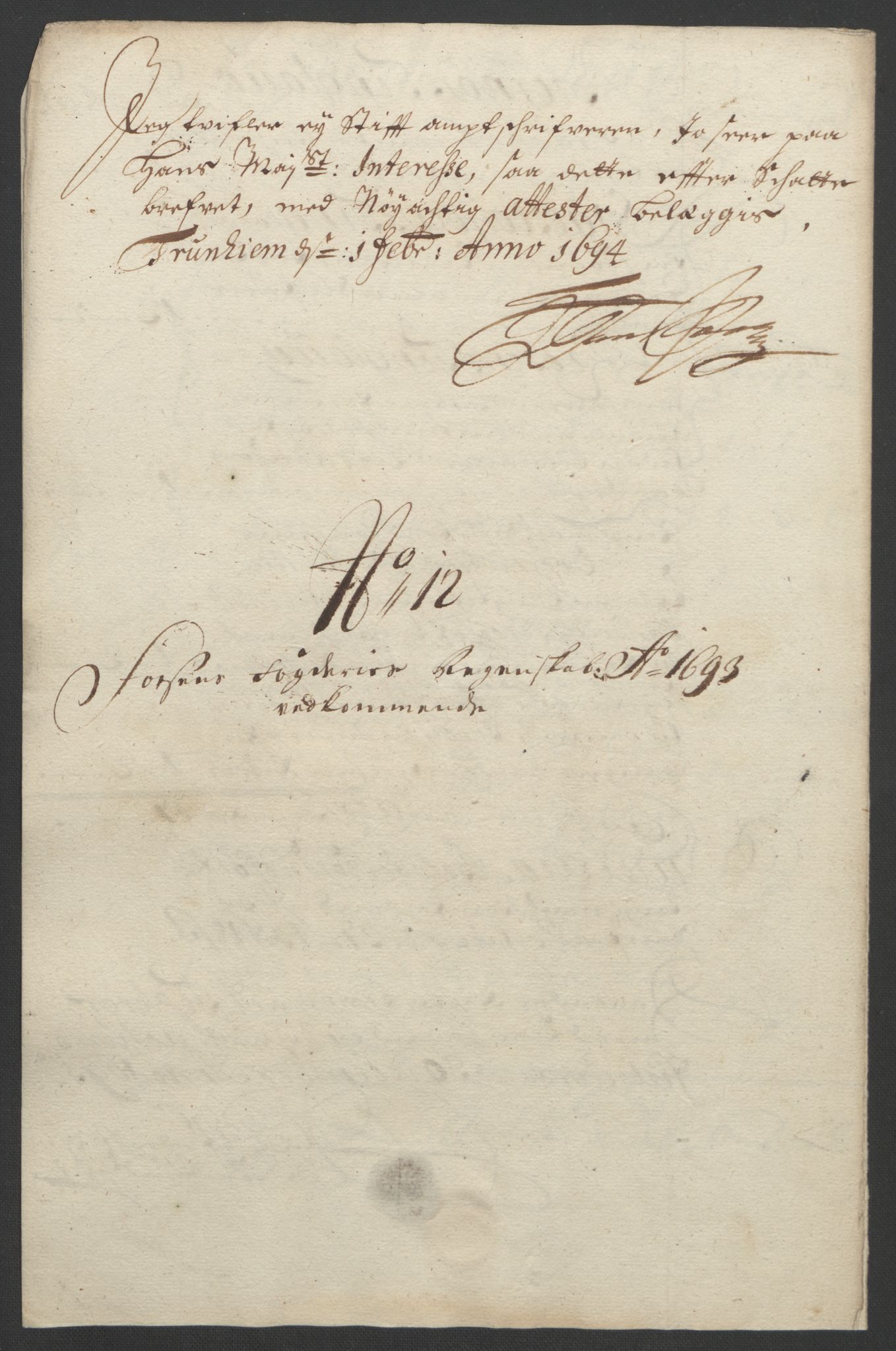 Rentekammeret inntil 1814, Reviderte regnskaper, Fogderegnskap, RA/EA-4092/R57/L3849: Fogderegnskap Fosen, 1692-1693, p. 556