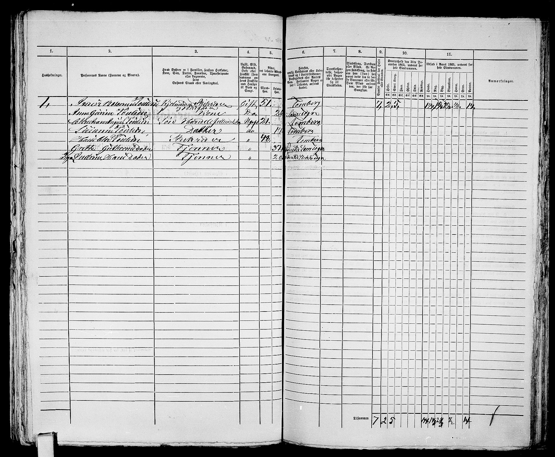 RA, 1865 census for Tønsberg, 1865, p. 257