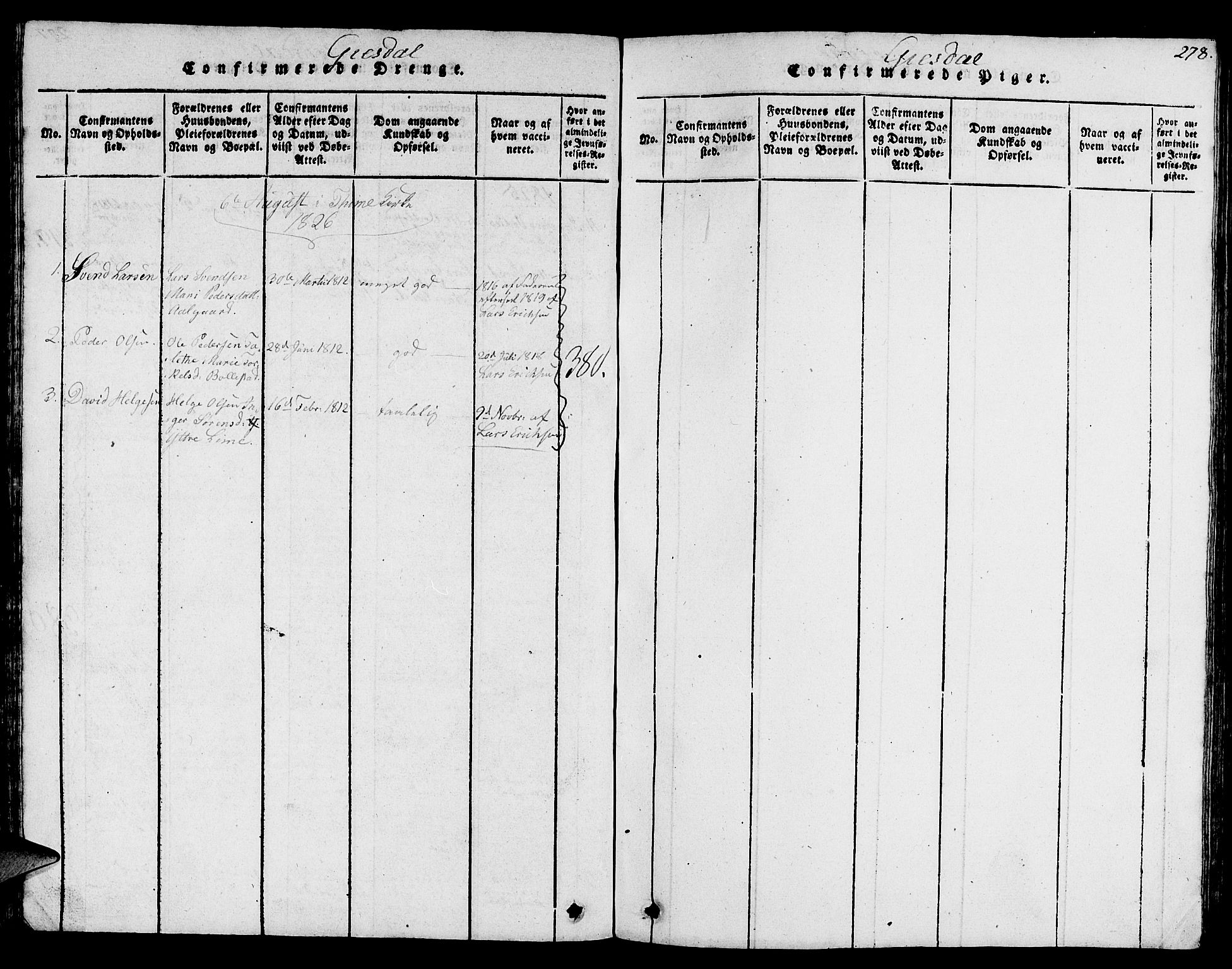 Lye sokneprestkontor, SAST/A-101794/001/30BB/L0001: Parish register (copy) no. B 1 /2, 1816-1826, p. 278