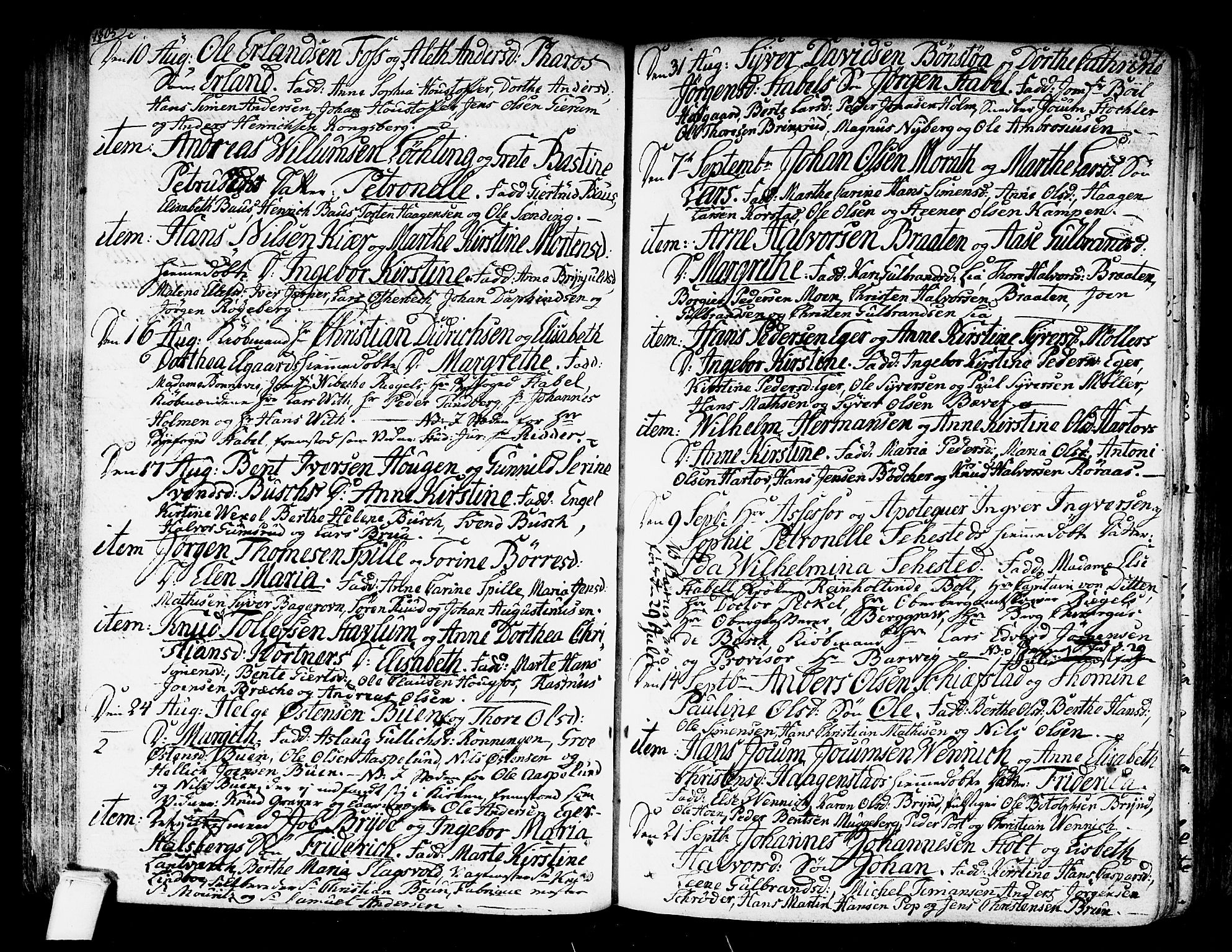 Kongsberg kirkebøker, AV/SAKO-A-22/F/Fa/L0007: Parish register (official) no. I 7, 1795-1816, p. 97