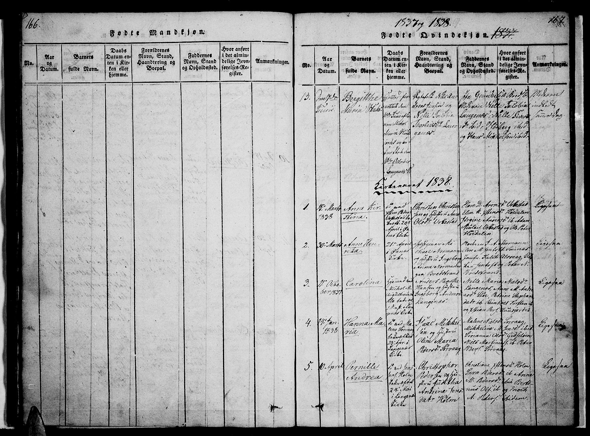 Ministerialprotokoller, klokkerbøker og fødselsregistre - Nordland, SAT/A-1459/893/L1331: Parish register (official) no. 893A04, 1820-1840, p. 166-167