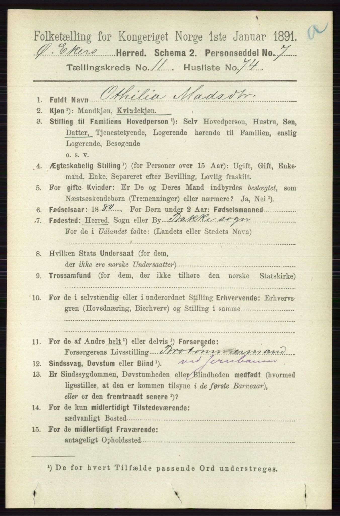 RA, 1891 census for 0624 Øvre Eiker, 1891, p. 5037