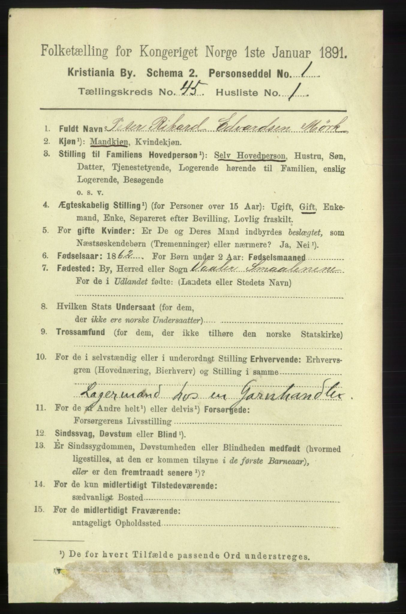 RA, 1891 census for 0301 Kristiania, 1891, p. 27506