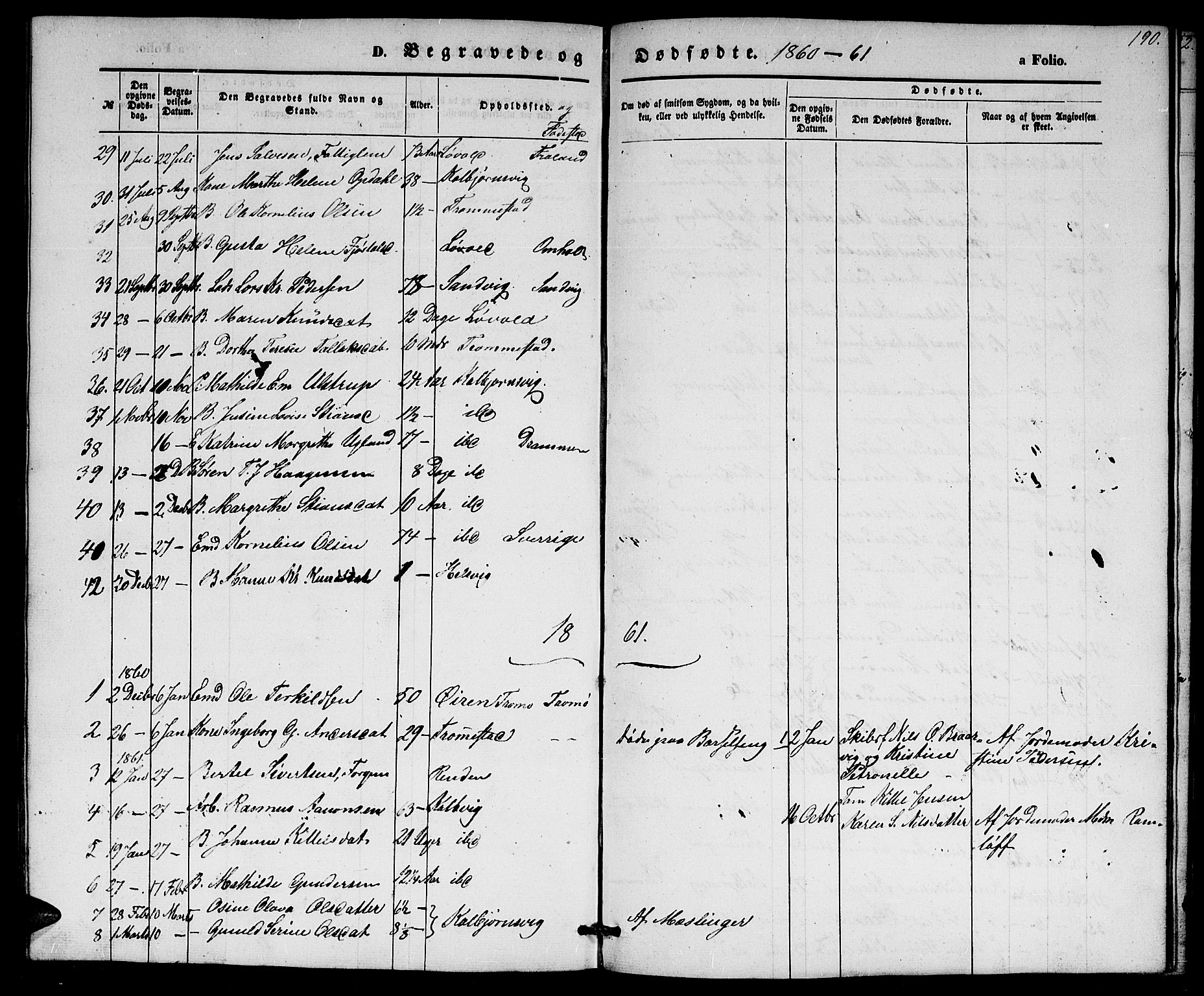 Hisøy sokneprestkontor, SAK/1111-0020/F/Fb/L0001: Parish register (copy) no. B 1, 1849-1872, p. 190