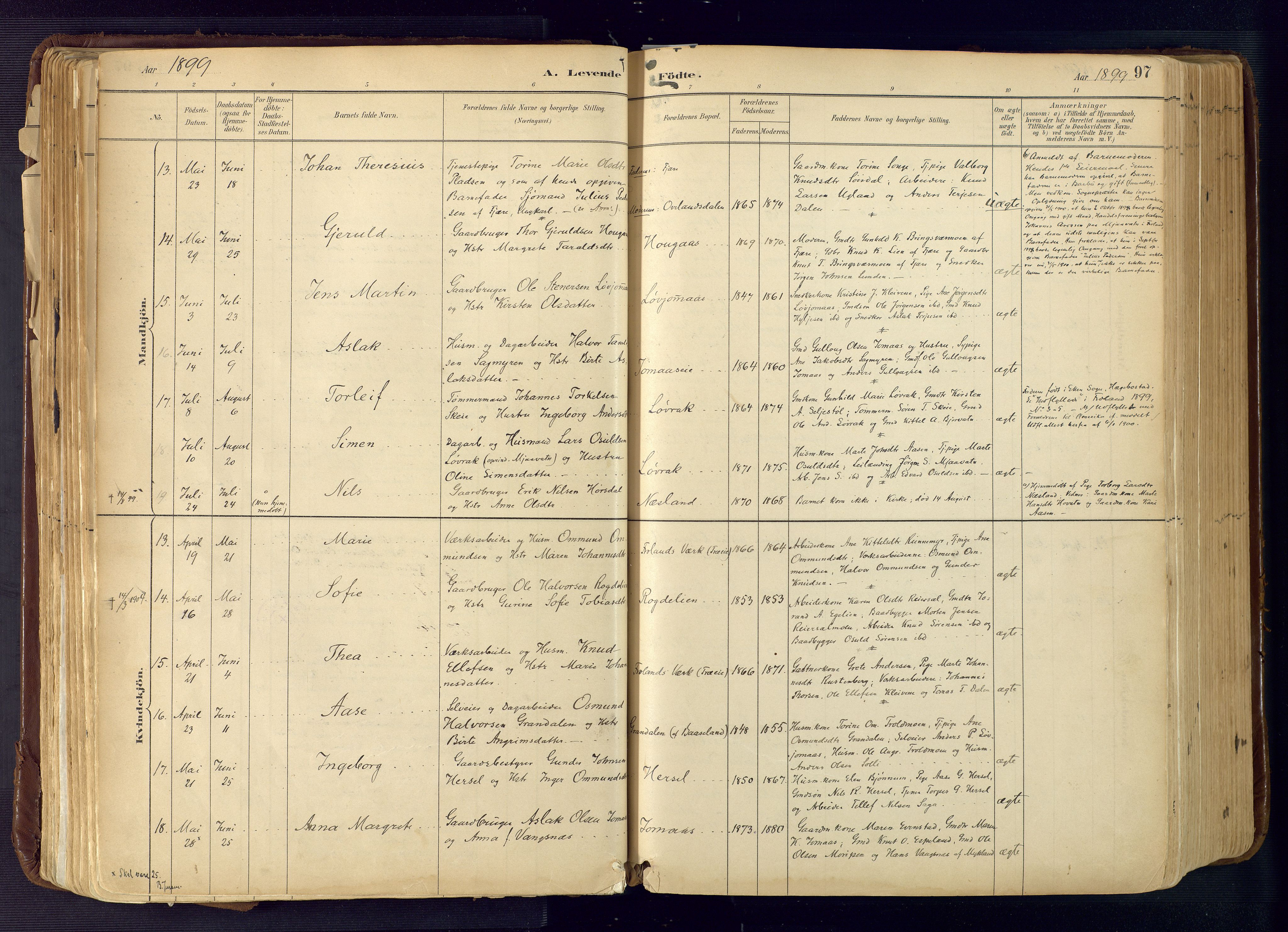 Froland sokneprestkontor, AV/SAK-1111-0013/F/Fa/L0005: Parish register (official) no. A 5, 1882-1921, p. 97