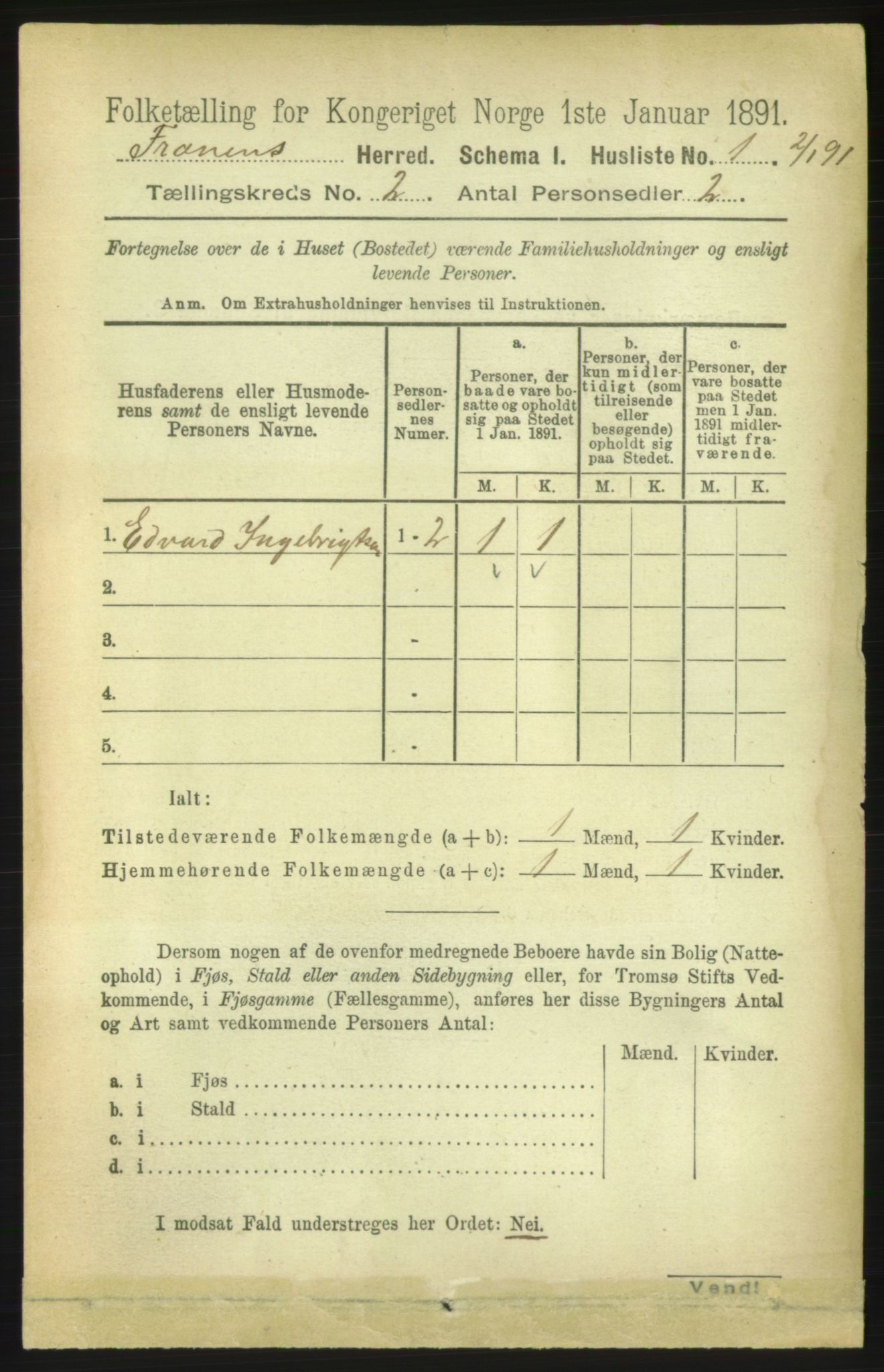 RA, 1891 census for 1548 Fræna, 1891, p. 451