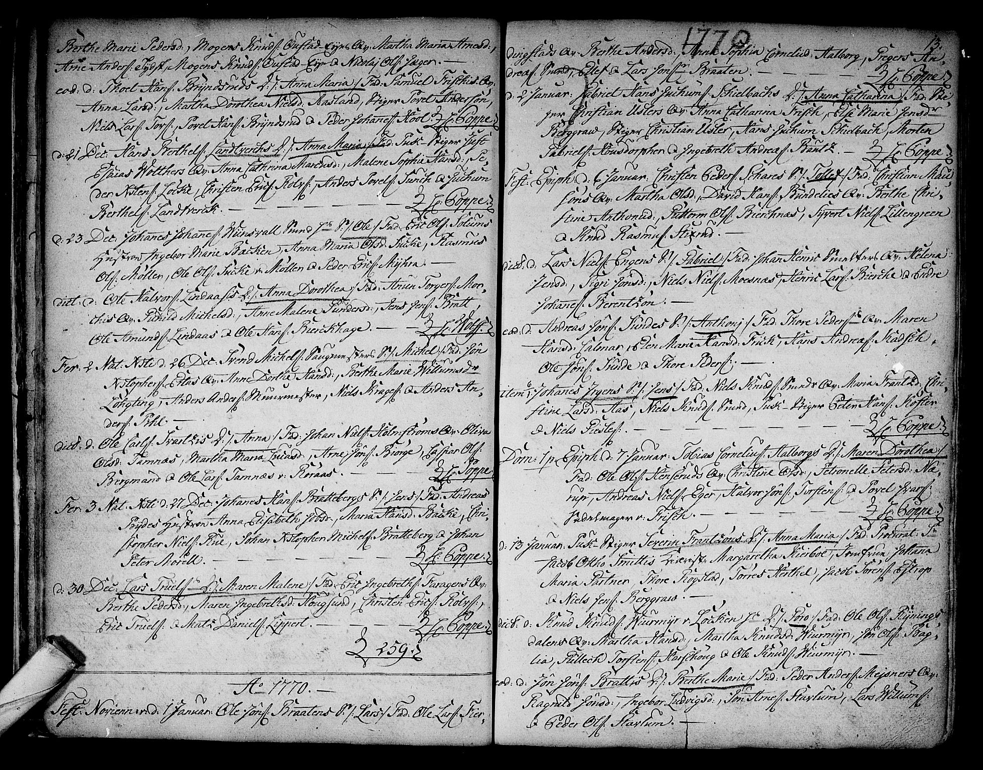 Kongsberg kirkebøker, SAKO/A-22/F/Fa/L0005: Parish register (official) no. I 5, 1769-1782, p. 13