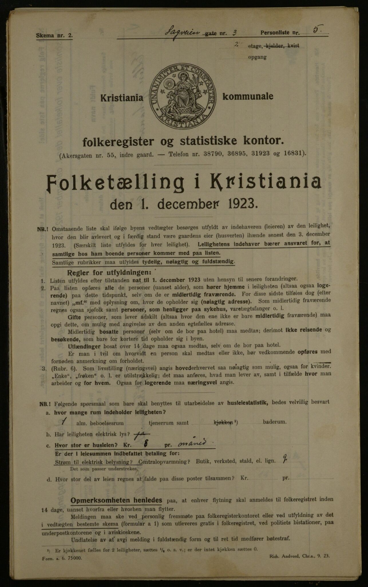 OBA, Municipal Census 1923 for Kristiania, 1923, p. 95542