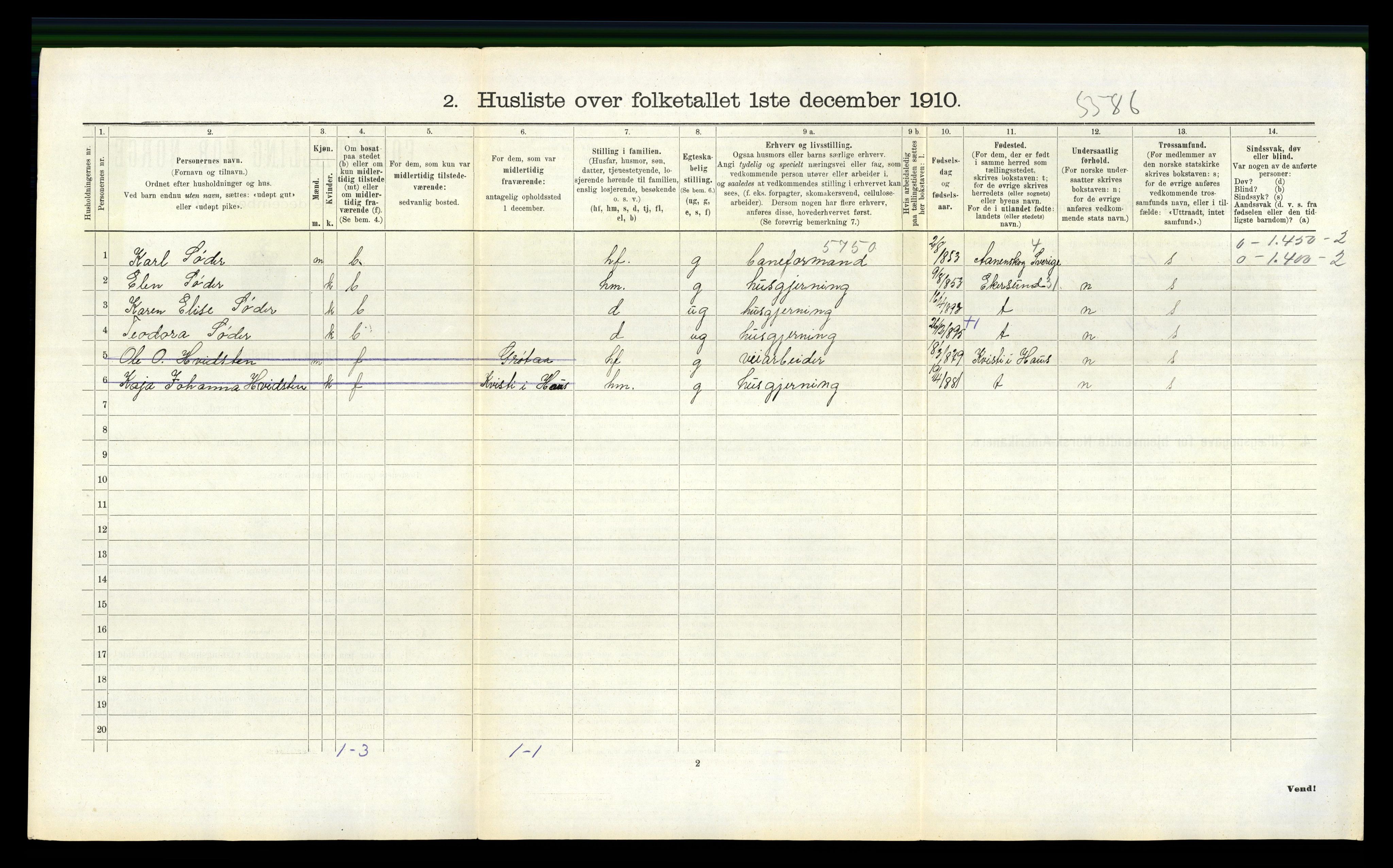 RA, 1910 census for Bruvik, 1910, p. 527