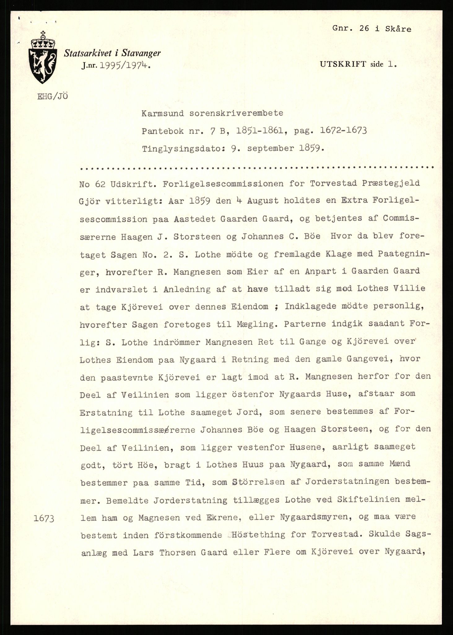 Statsarkivet i Stavanger, AV/SAST-A-101971/03/Y/Yj/L0024: Avskrifter sortert etter gårdsnavn: Fæøen - Garborg, 1750-1930, p. 642