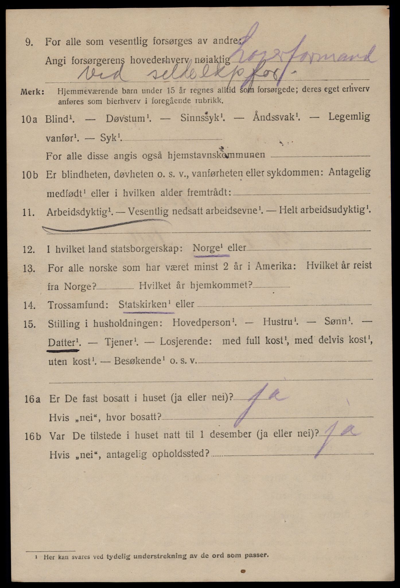 SAST, 1920 census for Stavanger, 1920, p. 122325