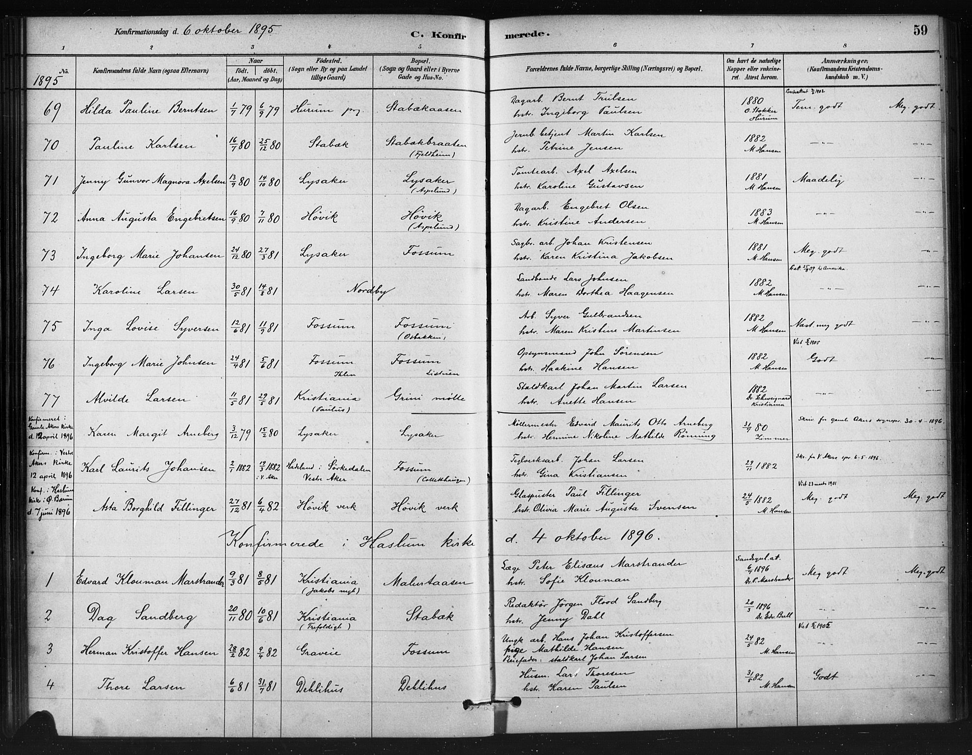 Asker prestekontor Kirkebøker, AV/SAO-A-10256a/F/Fc/L0002: Parish register (official) no. III 2, 1879-1904, p. 59
