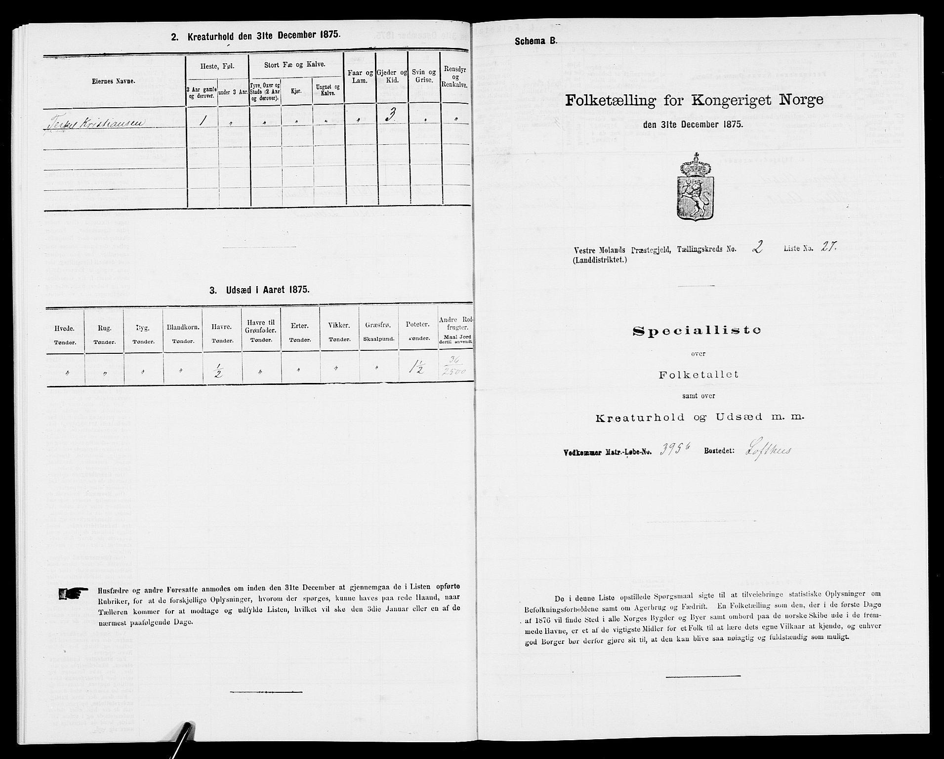 SAK, 1875 census for 0926L Vestre Moland/Vestre Moland, 1875, p. 229