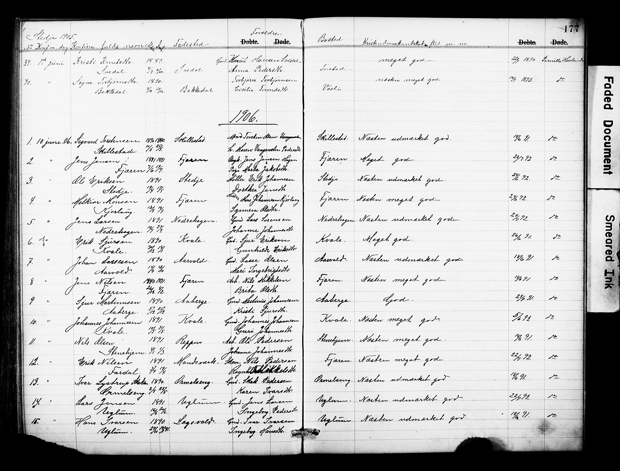 Sogndal sokneprestembete, SAB/A-81301/H/Hab/Haba/L0001: Parish register (copy) no. A 1, 1887-1907, p. 177