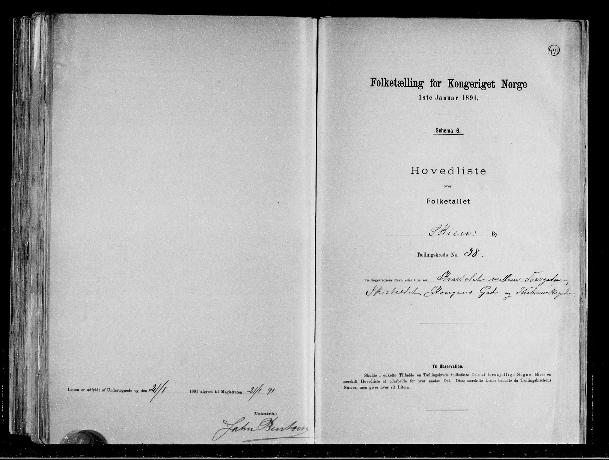 RA, 1891 census for 0806 Skien, 1891, p. 84