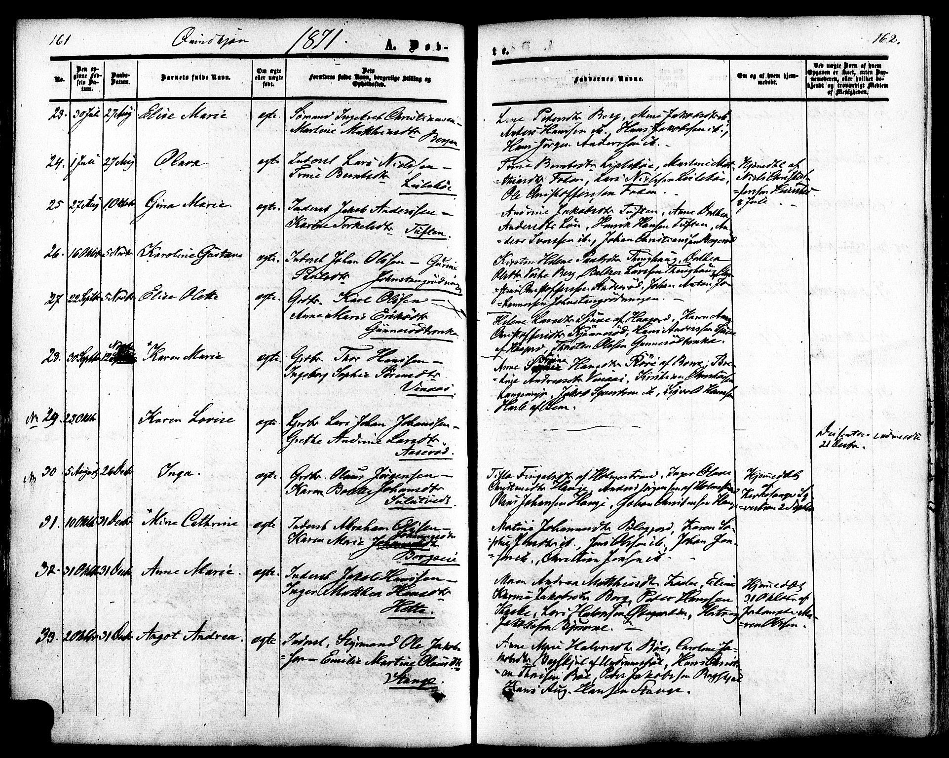 Ramnes kirkebøker, AV/SAKO-A-314/F/Fa/L0006: Parish register (official) no. I 6, 1862-1877, p. 161-162