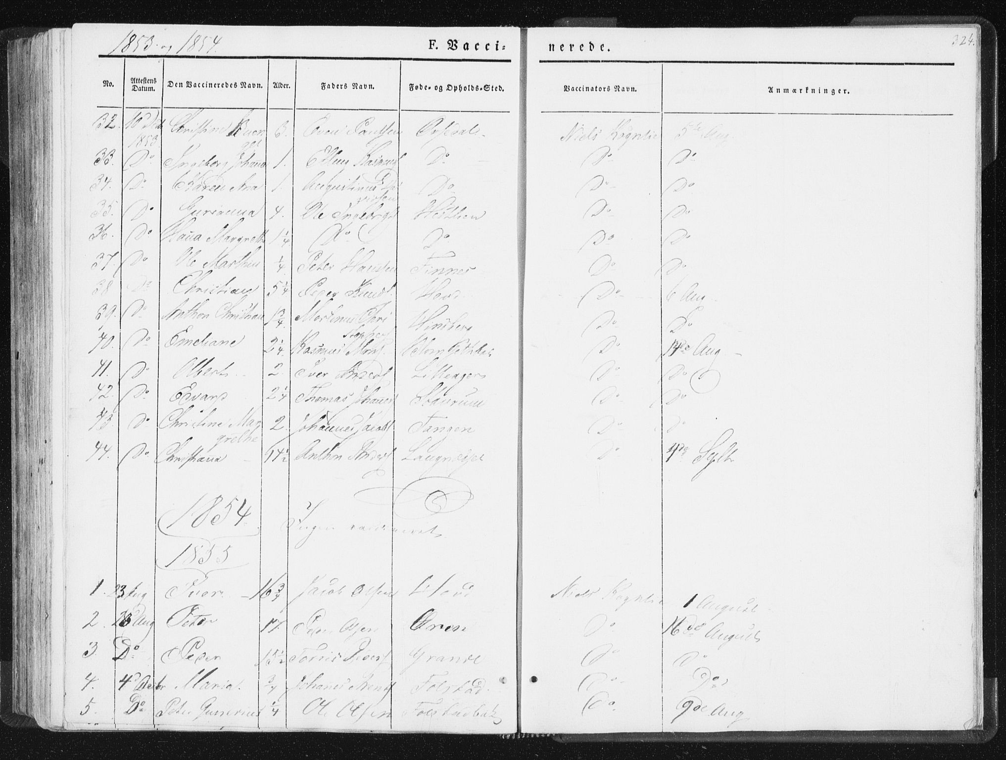 Ministerialprotokoller, klokkerbøker og fødselsregistre - Nord-Trøndelag, SAT/A-1458/744/L0418: Parish register (official) no. 744A02, 1843-1866, p. 324