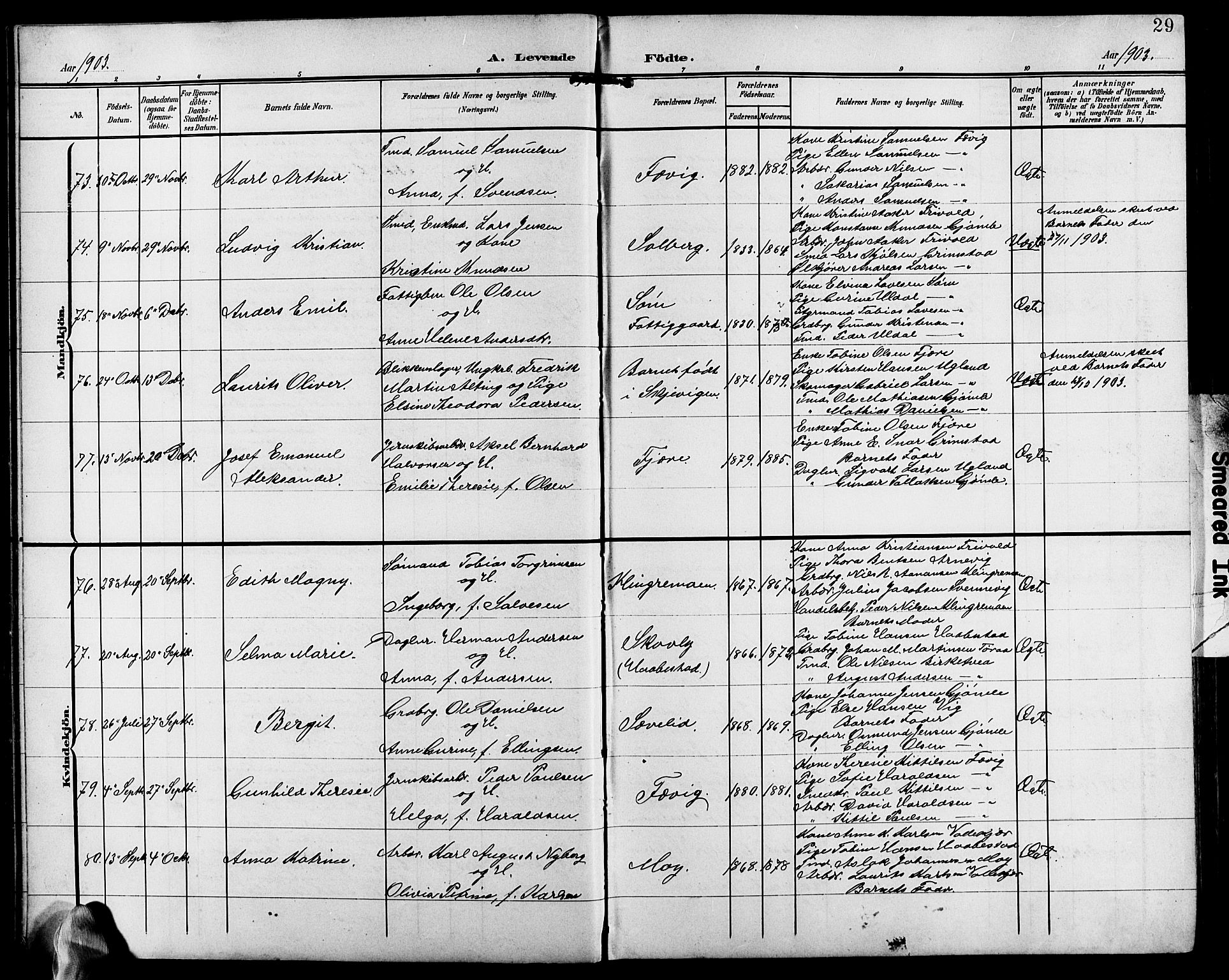 Fjære sokneprestkontor, SAK/1111-0011/F/Fb/L0012: Parish register (copy) no. B 12, 1902-1925, p. 29