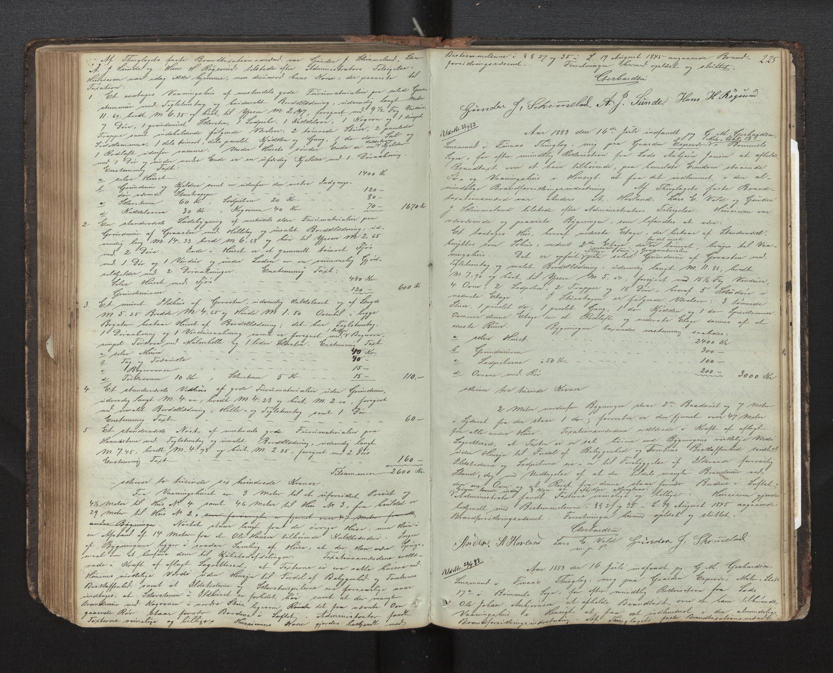 Lensmannen i Finnås, AV/SAB-A-31901/0012/L0001: Branntakstprotokoll, 1846-1888, p. 224b-225a