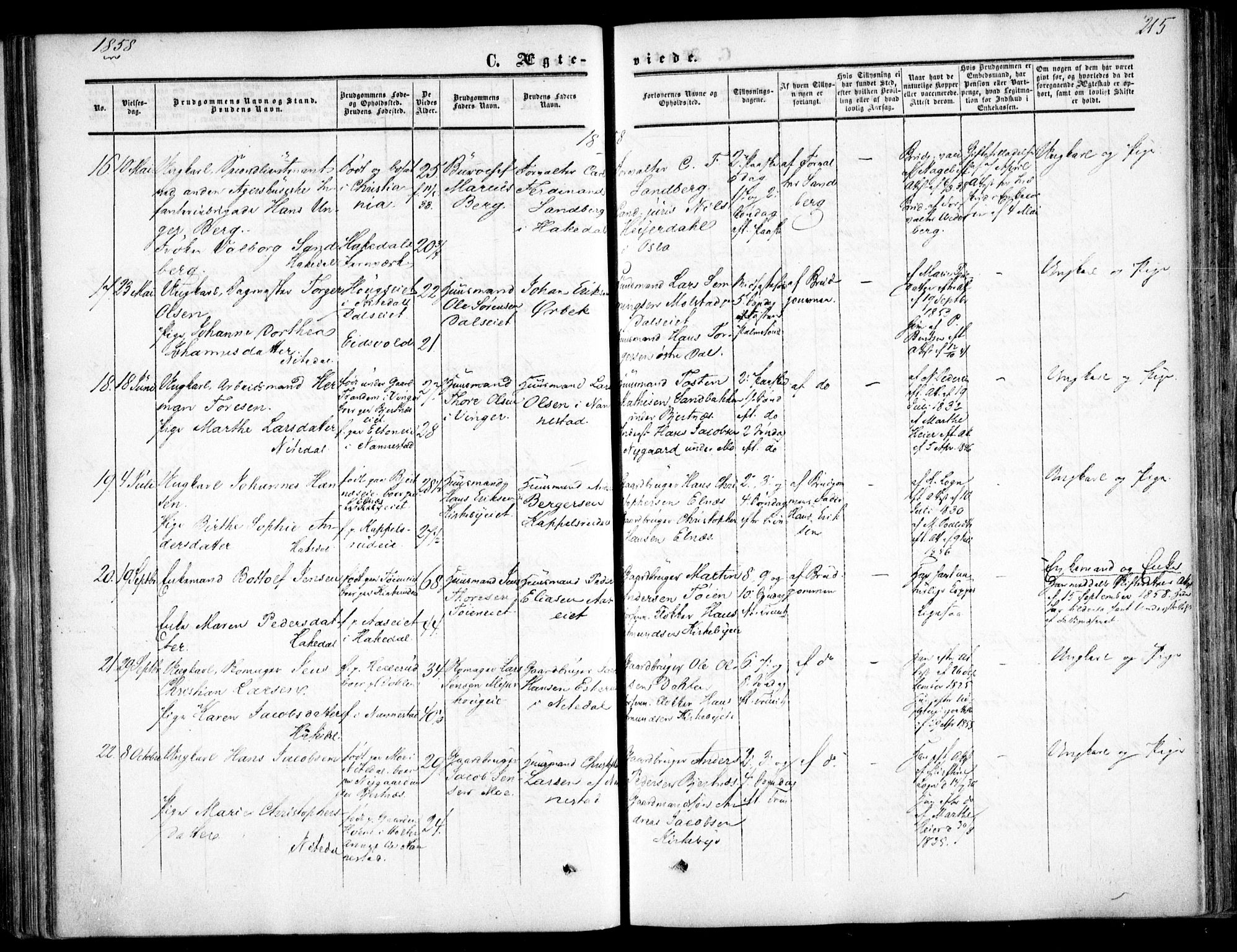 Nittedal prestekontor Kirkebøker, SAO/A-10365a/F/Fa/L0005: Parish register (official) no. I 5, 1850-1862, p. 215