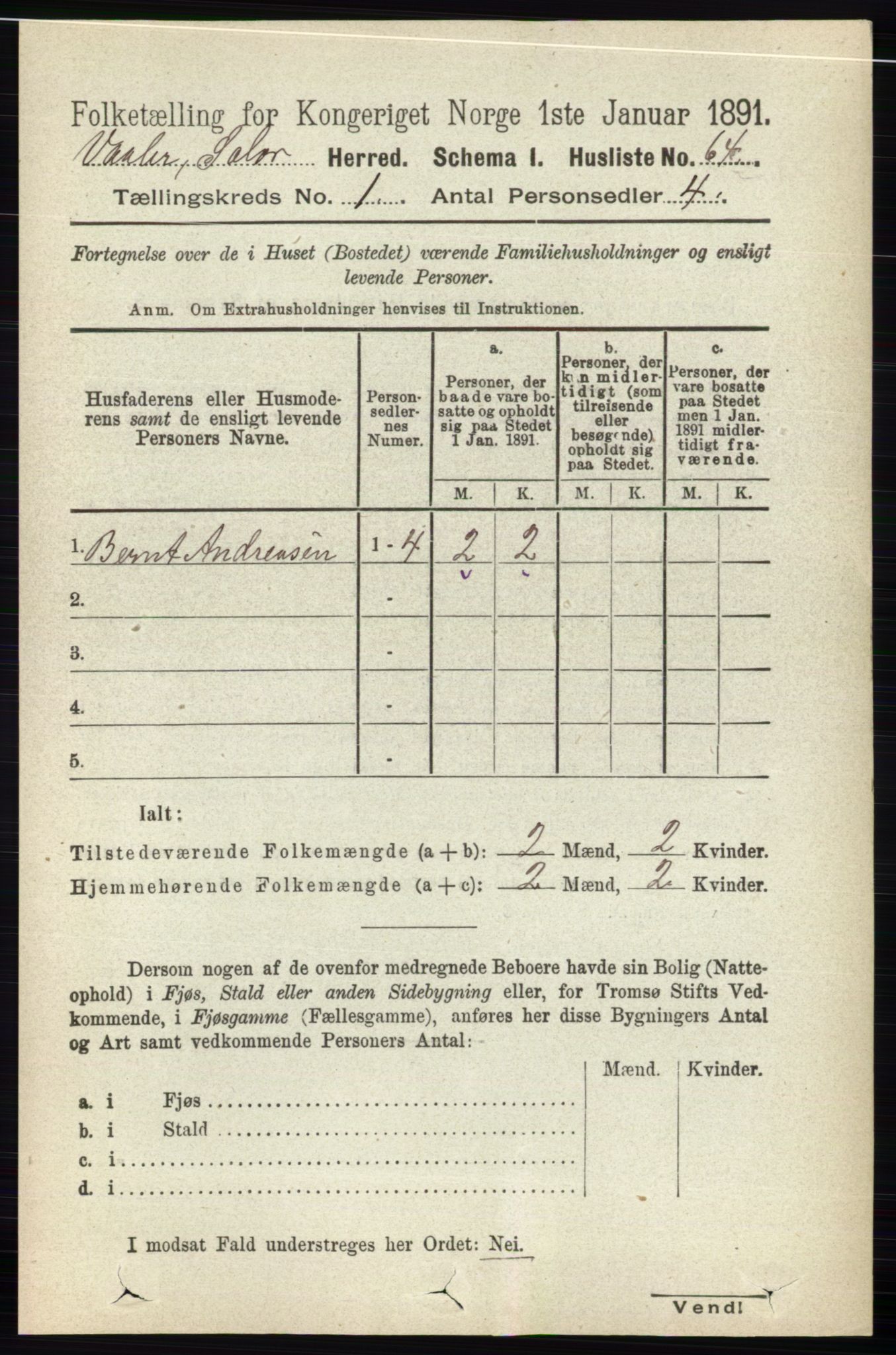 RA, 1891 census for 0426 Våler, 1891, p. 89