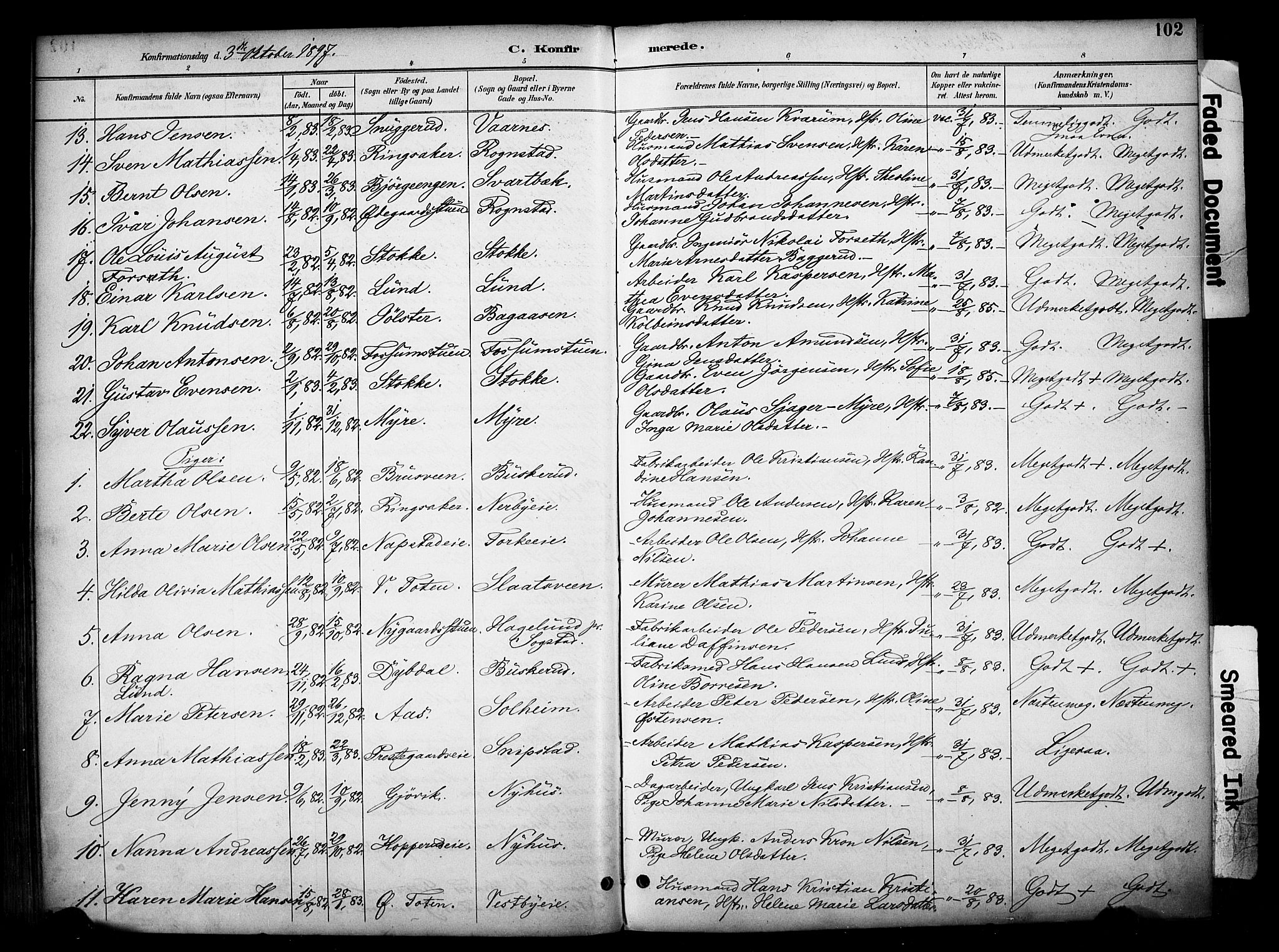Vardal prestekontor, AV/SAH-PREST-100/H/Ha/Haa/L0012: Parish register (official) no. 12, 1893-1904, p. 102