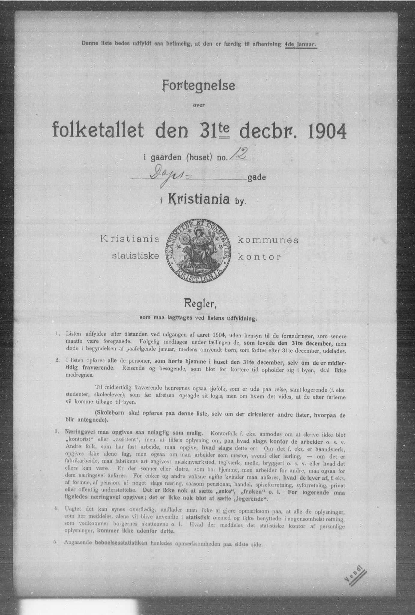 OBA, Municipal Census 1904 for Kristiania, 1904, p. 3207