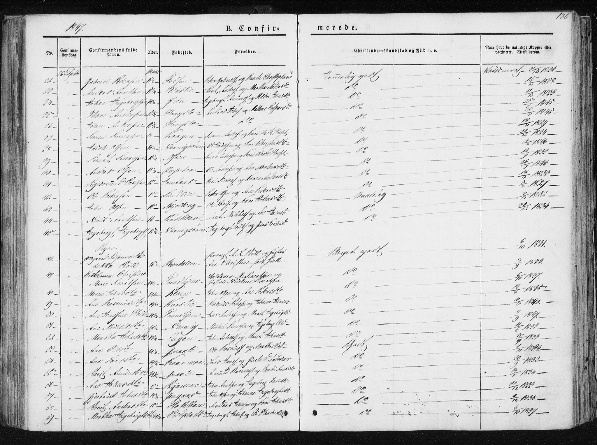 Ministerialprotokoller, klokkerbøker og fødselsregistre - Sør-Trøndelag, AV/SAT-A-1456/668/L0805: Parish register (official) no. 668A05, 1840-1853, p. 136