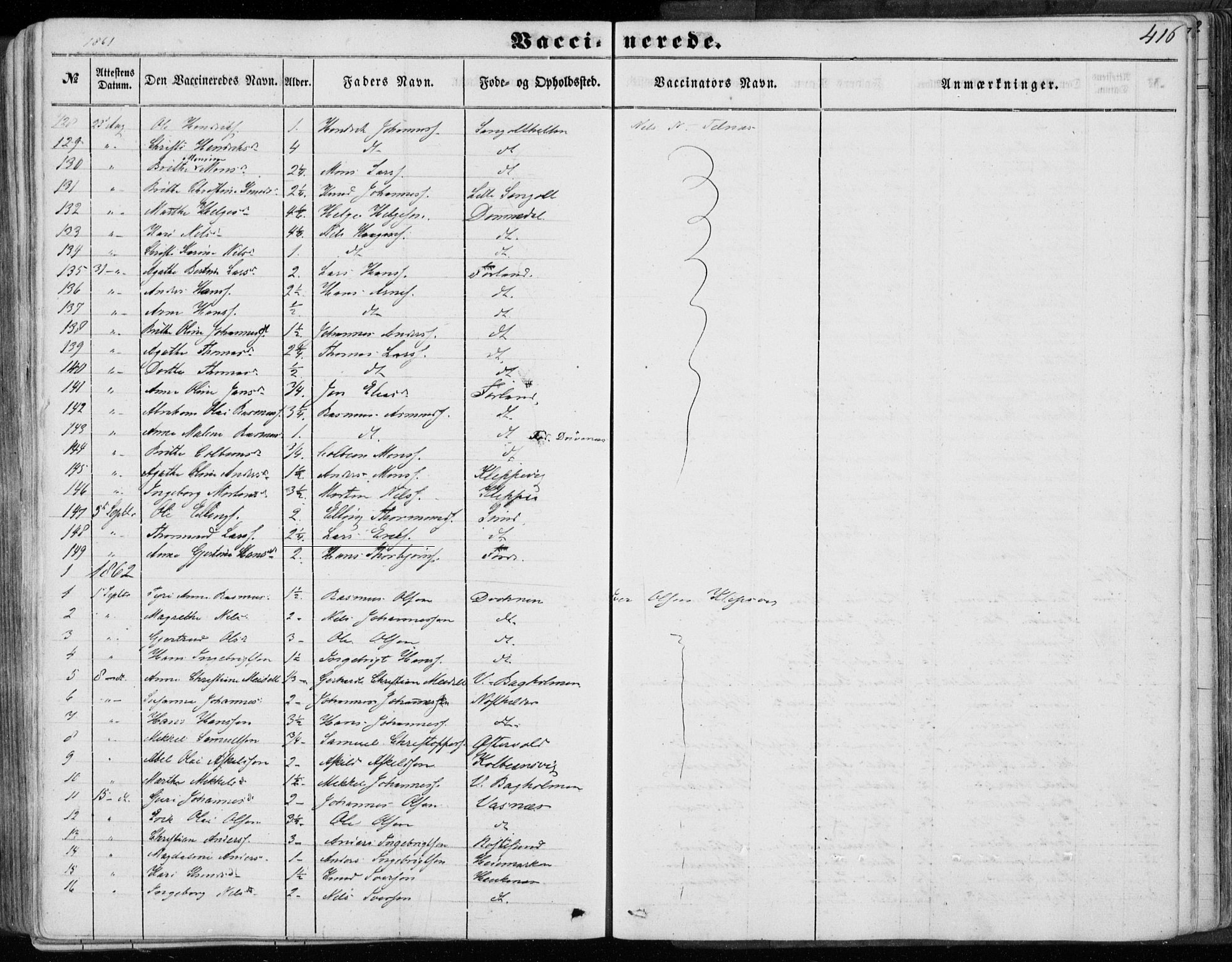 Sund sokneprestembete, SAB/A-99930: Parish register (official) no. A 14, 1850-1866, p. 416