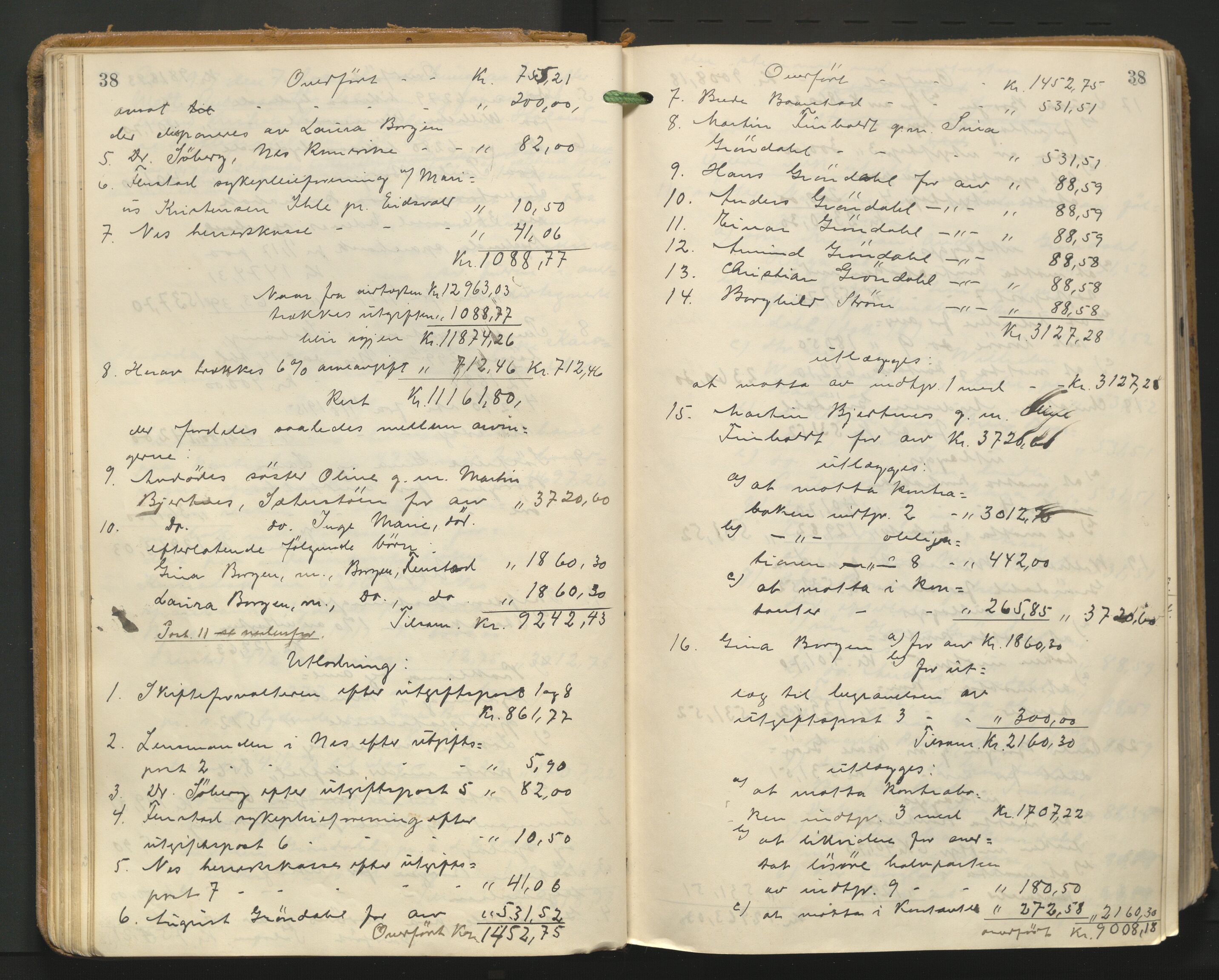 Nes tingrett, AV/SAO-A-10548/H/Hc/L0006: Utlodningsprotokoll, 1916-1943, p. 38