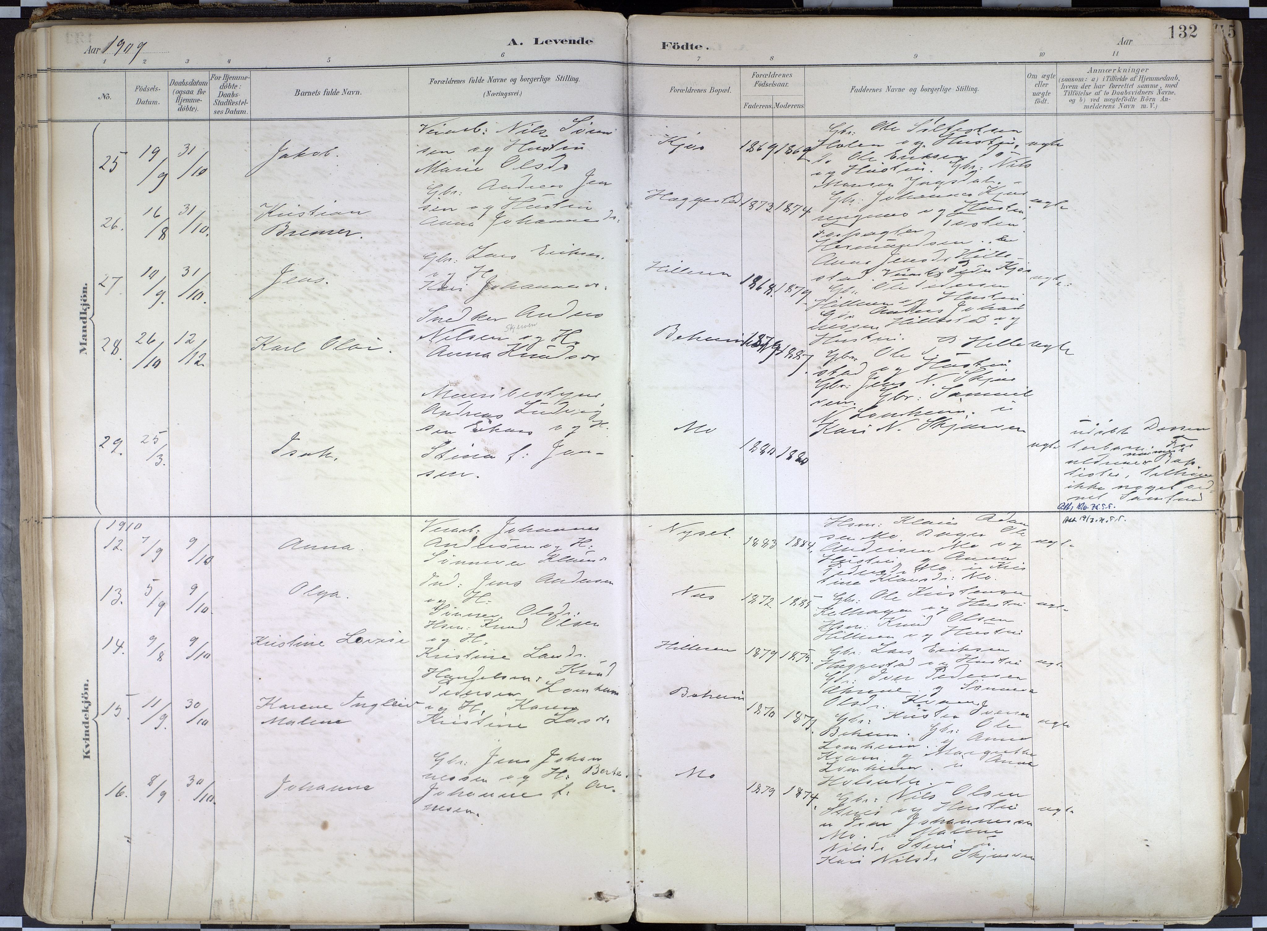 Hafslo sokneprestembete, SAB/A-80301/H/Haa/Haab/L0001: Parish register (official) no. B 1, 1886-1945, p. 132